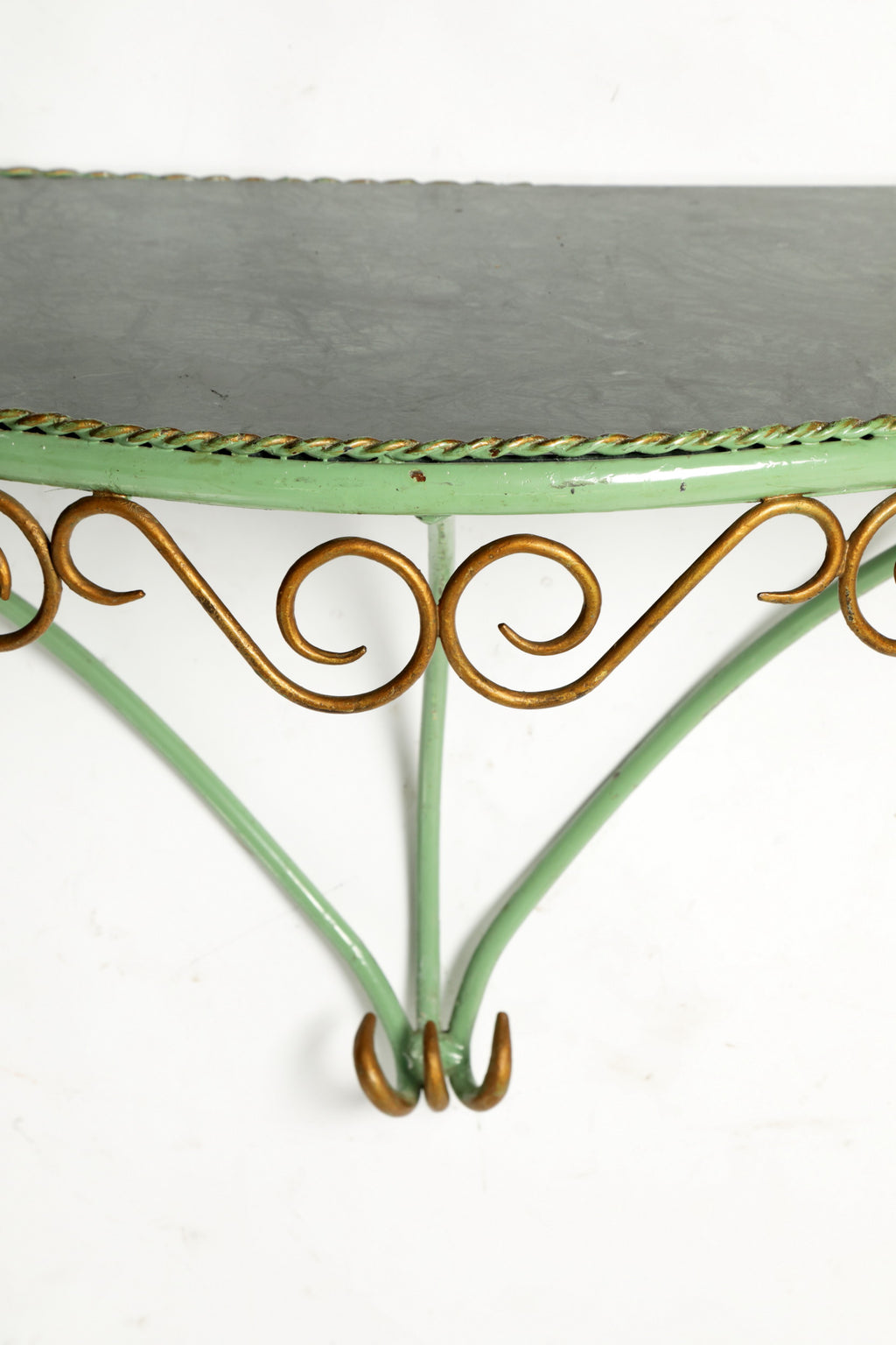 Consolle ferro smaltato marmo verde anni 60