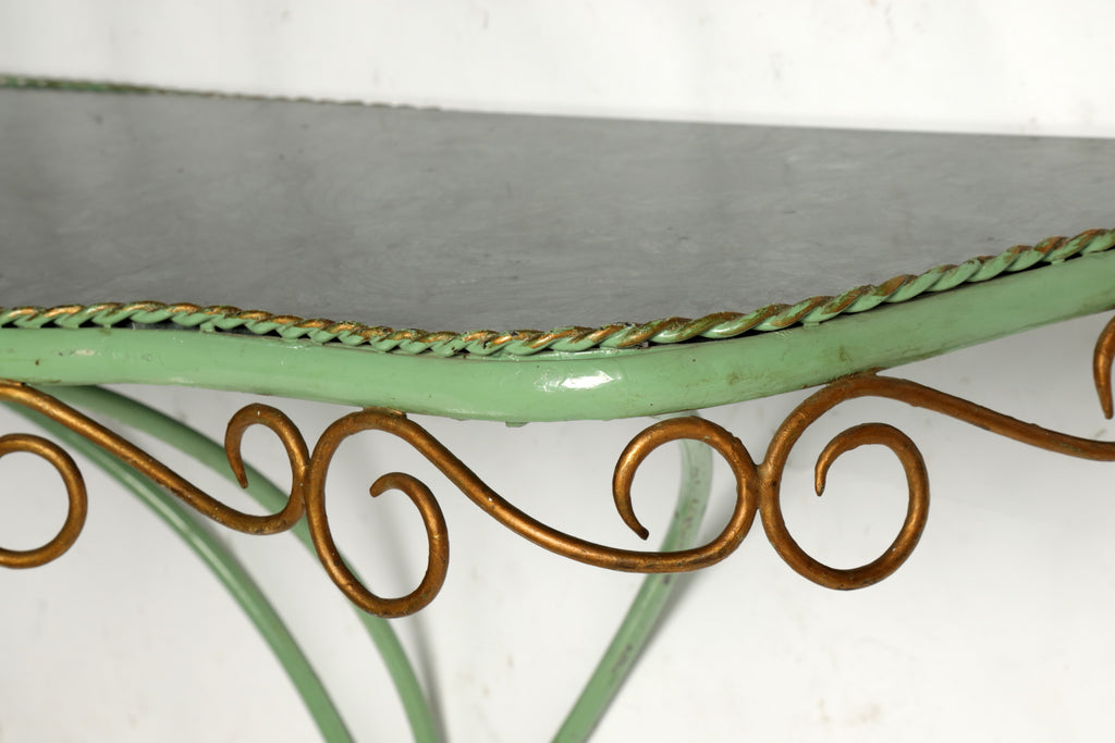 Consolle ferro smaltato marmo verde anni 60
