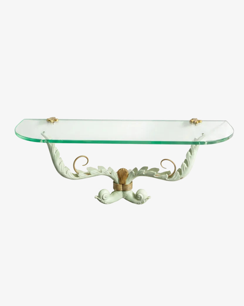 1950s enamelled metal and crystal console