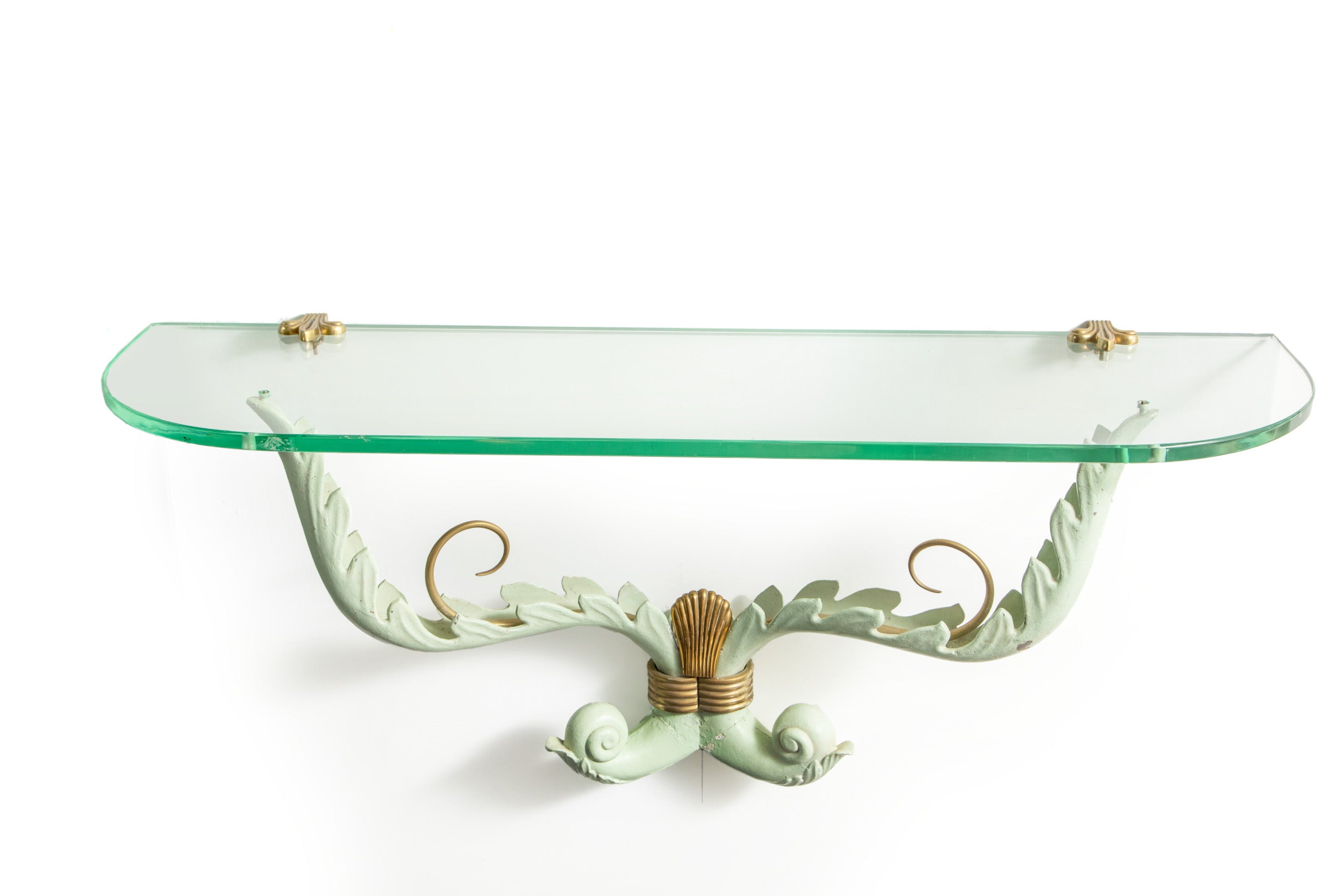 1950s enamelled metal and crystal console
