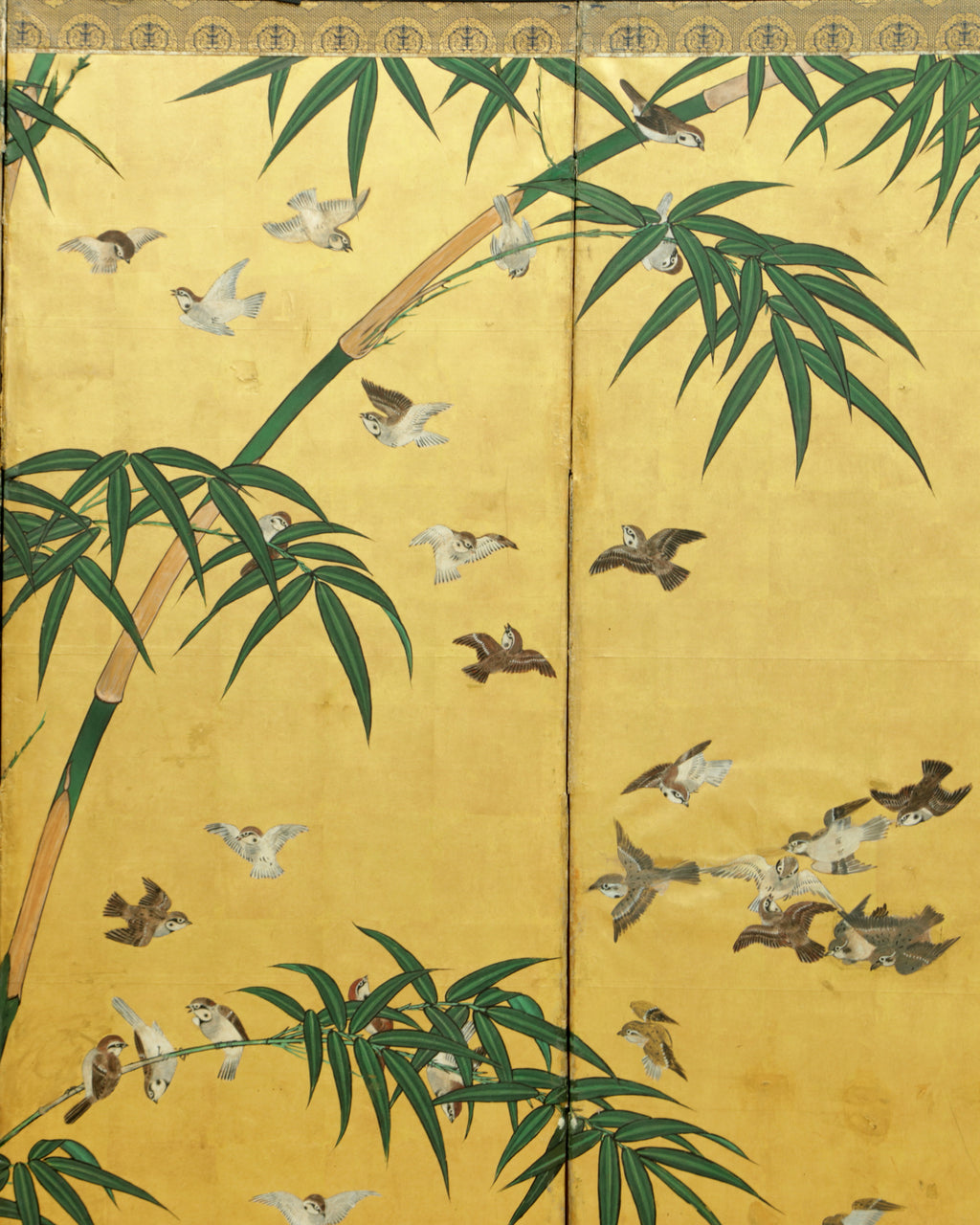 Pair of Byōbu Take-ni-Suzume