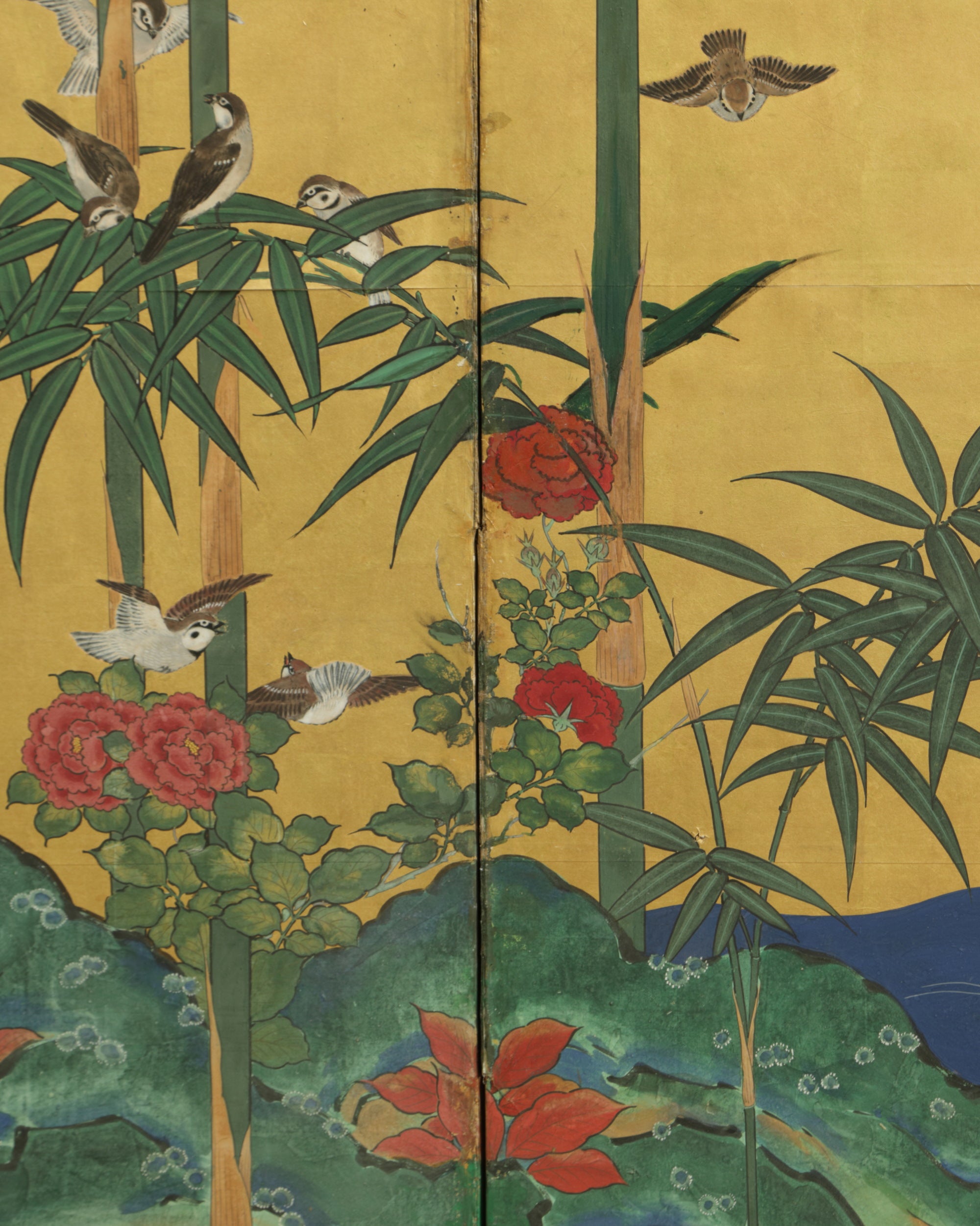 Pair of Byōbu Take-ni-Suzume
