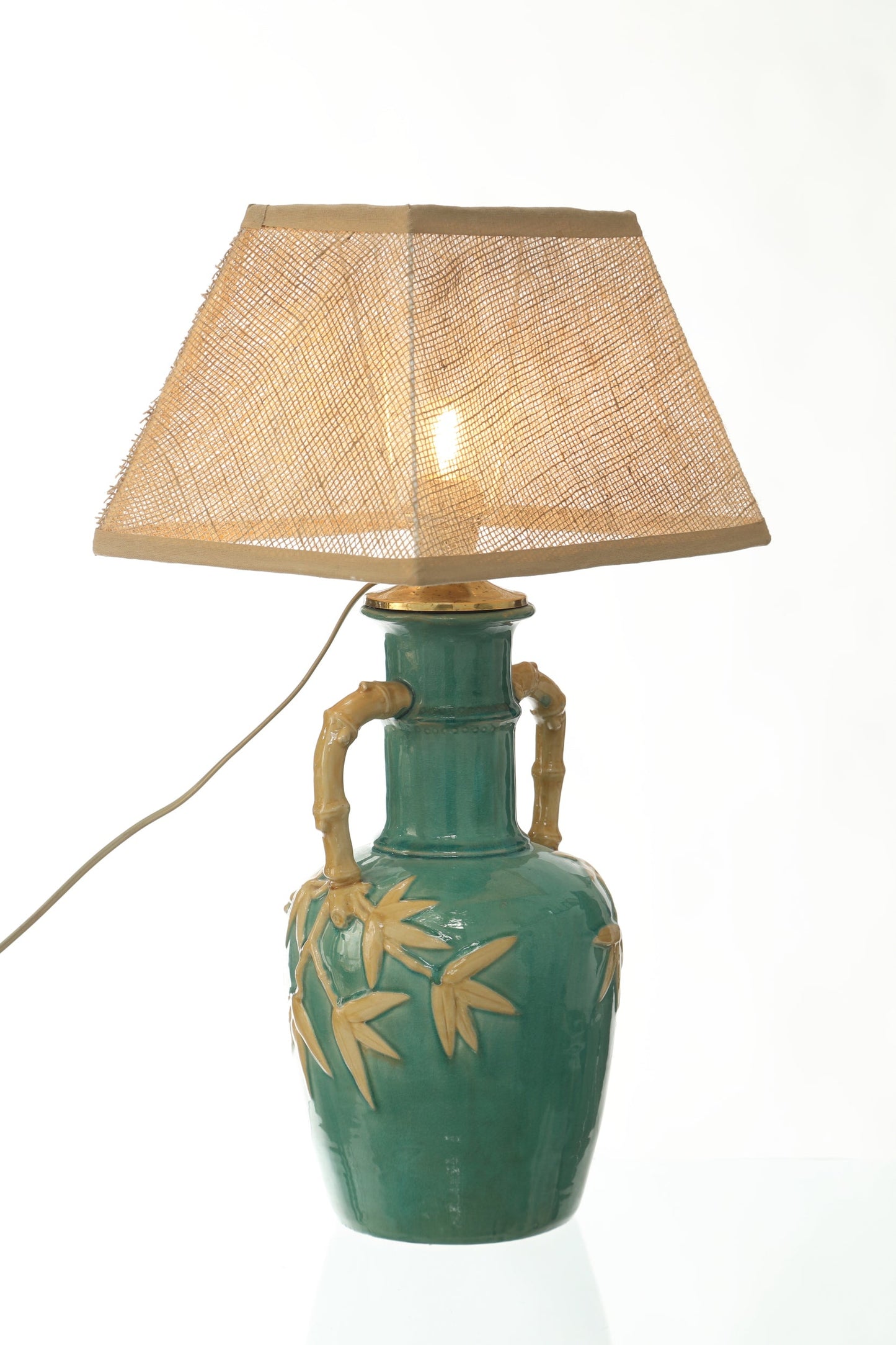 Bamboo effect ceramic lamp