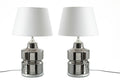 Coppia Lampade da tavolo anni 70 ceramica argento