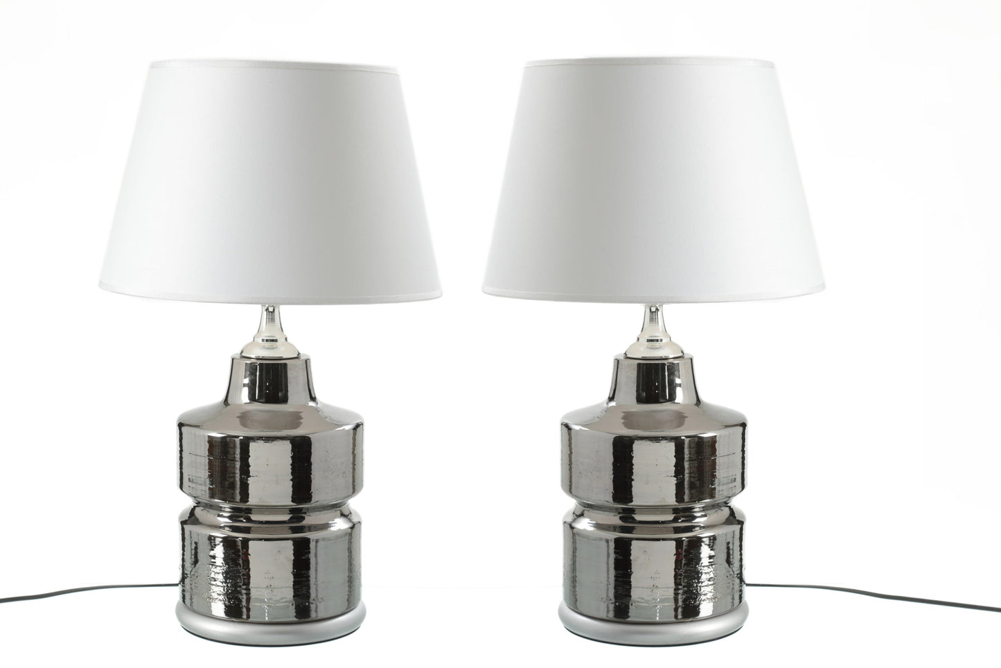 Pair of table lamps from the 70s in silver ceramic