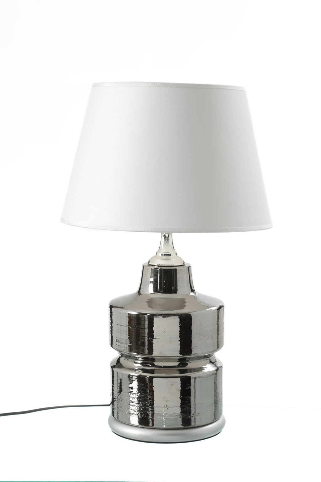 Coppia Lampade da tavolo anni 70 ceramica argento