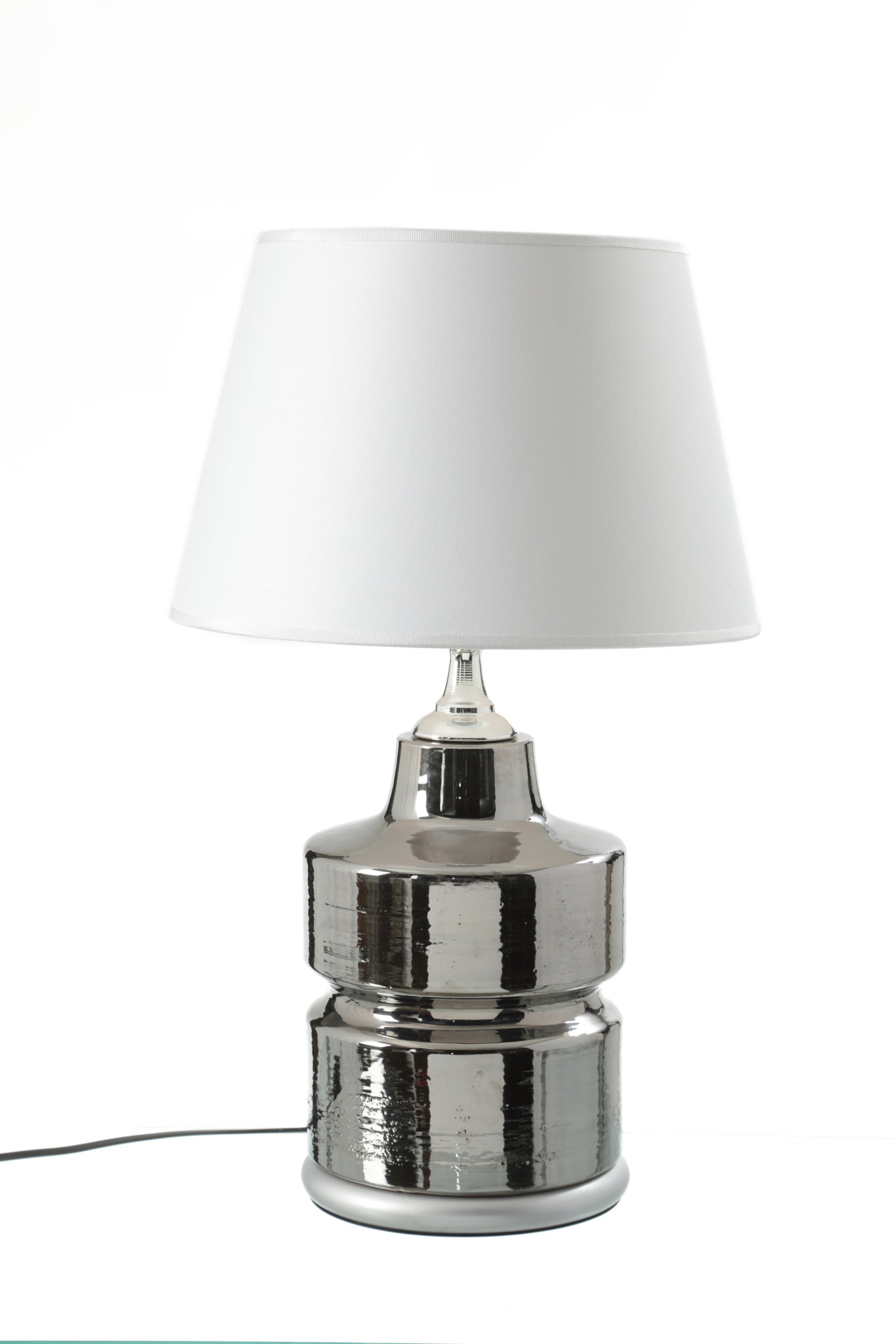 Coppia Lampade da tavolo anni 70 ceramica argento