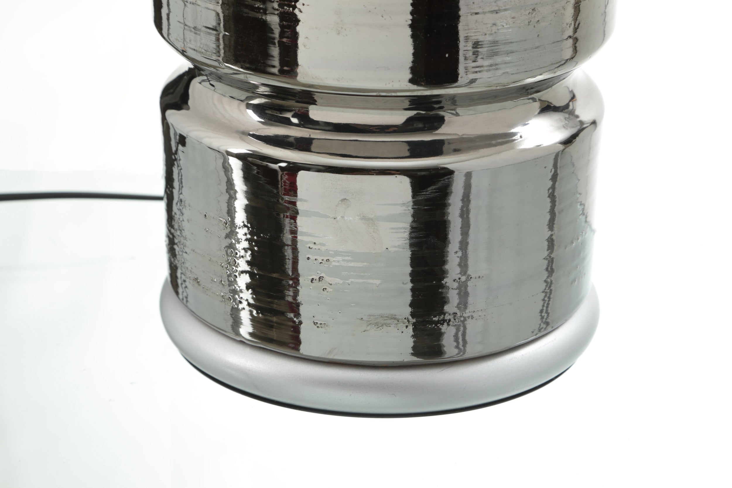 Silver ceramic lamp base from the 70s