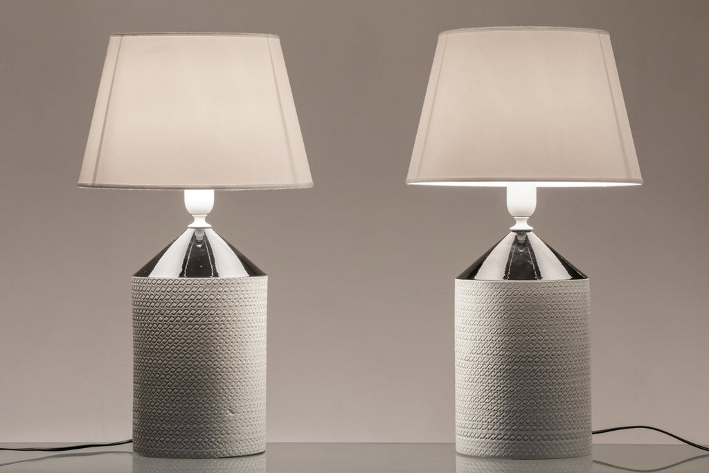 Pair of engraved ceramic table lamps from the 70s