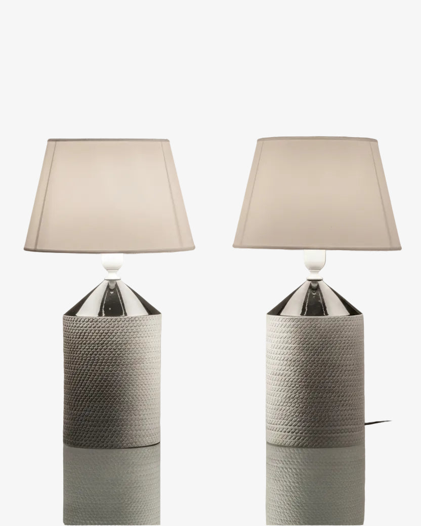 Pair of engraved ceramic table lamps from the 70s