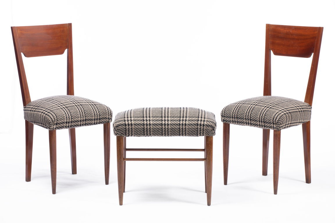 Pair of chairs with stool from the 40s
