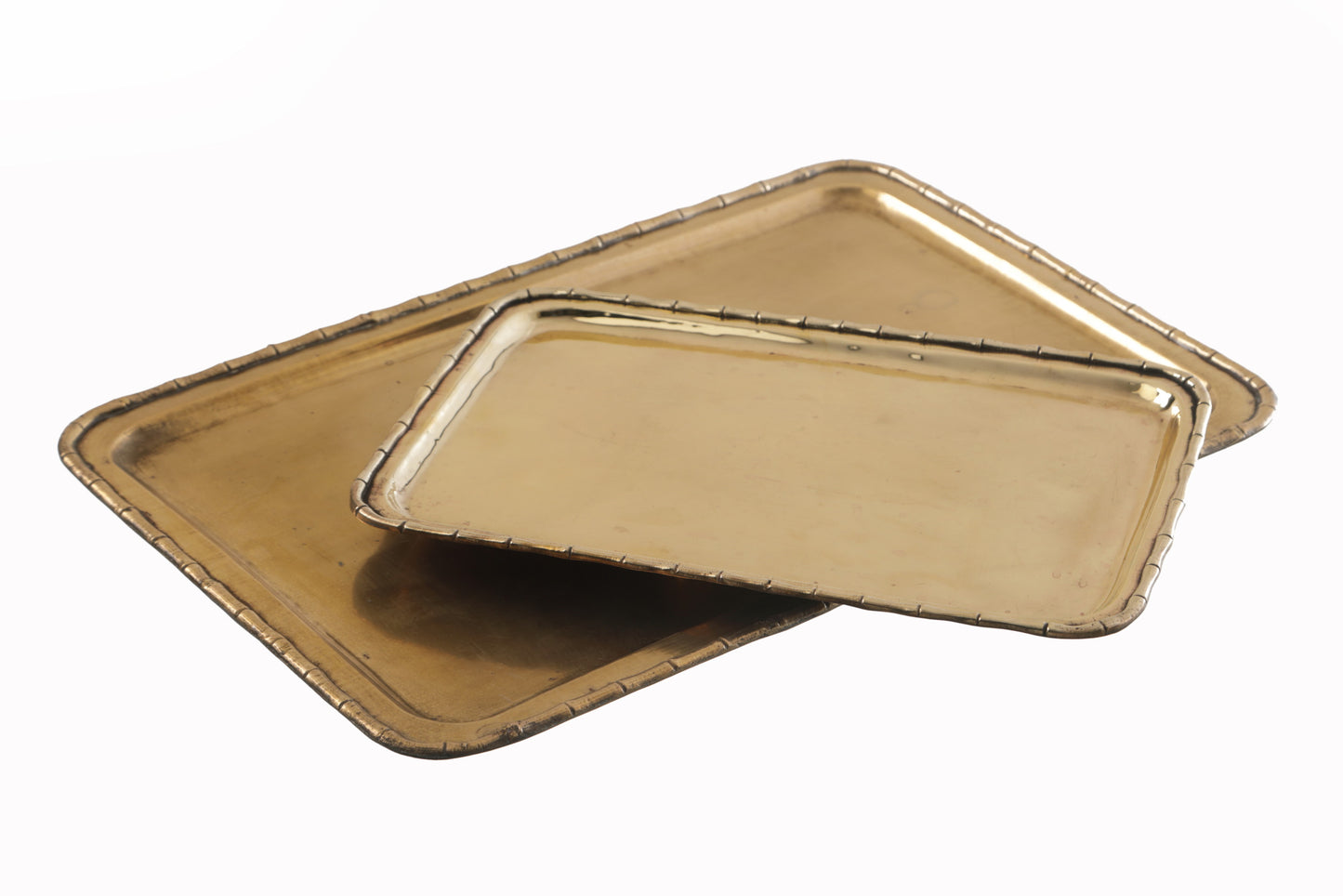 Pair of brass bamboo trays from the 1970s