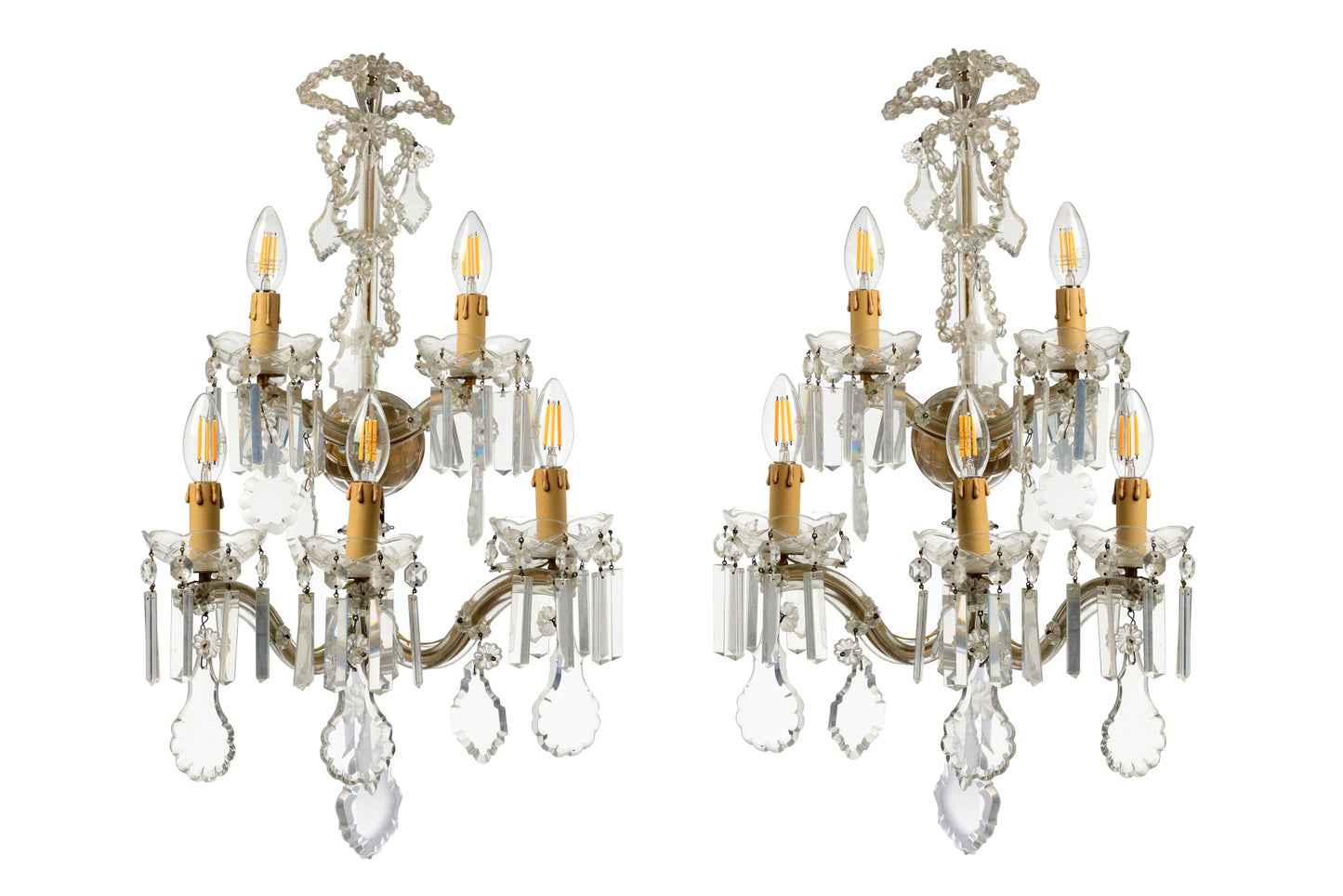 Coppia applique Cristallo di Bohemia 5 luci