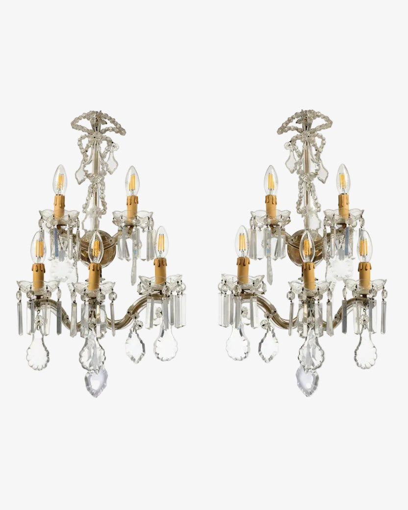 Coppia applique Cristallo di Bohemia 5 luci