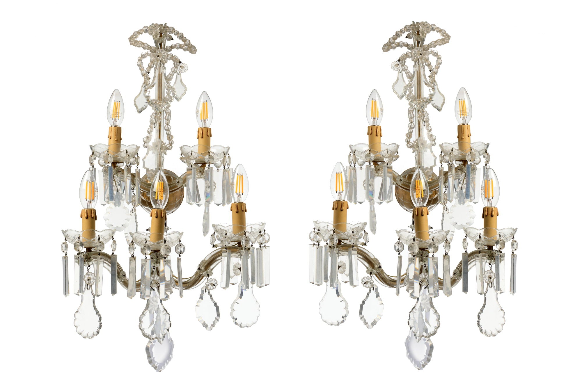 Bohemia Crystal Wall Lamp Pair 5 Lights