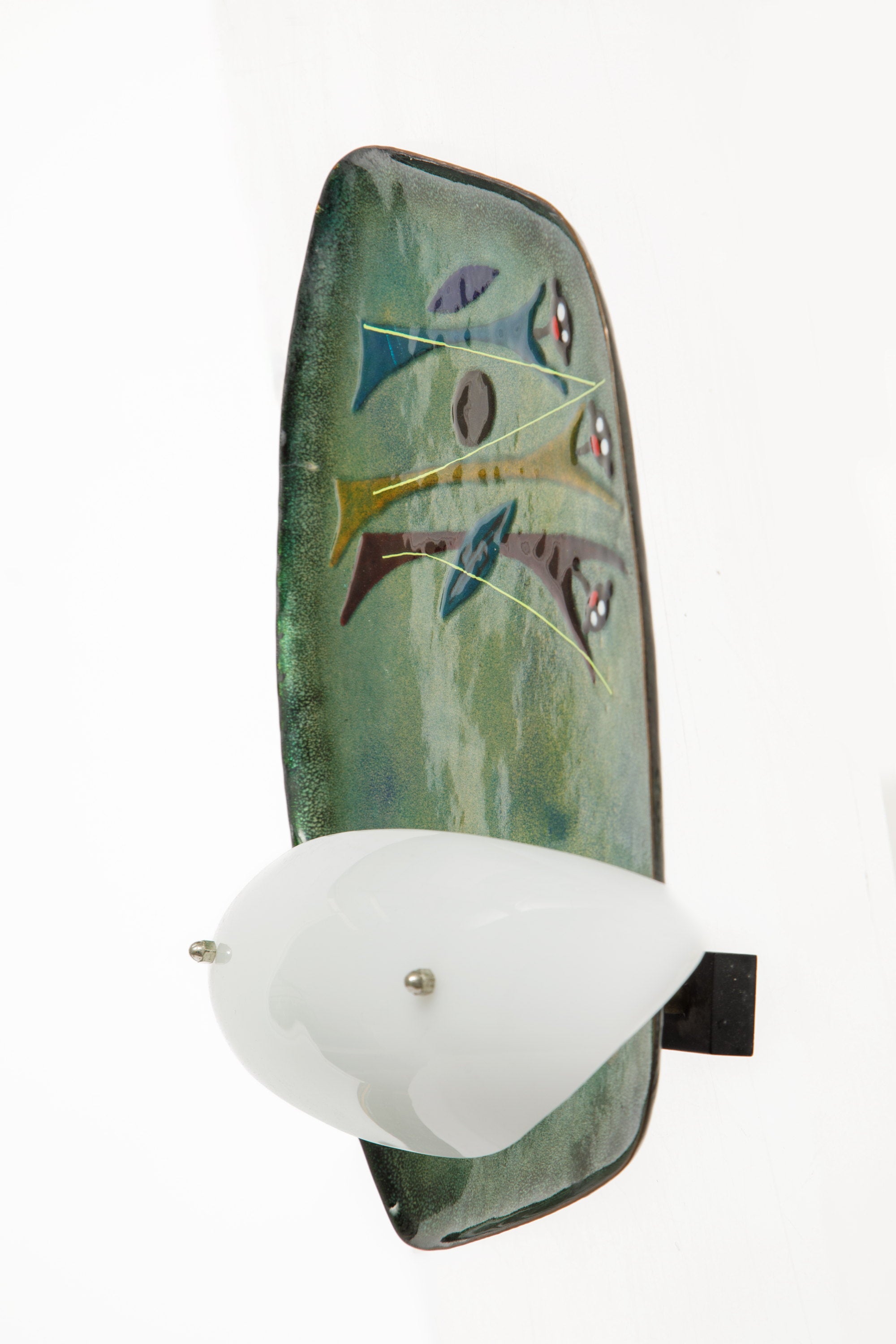 Pair of 60's enamelled wall lamps
