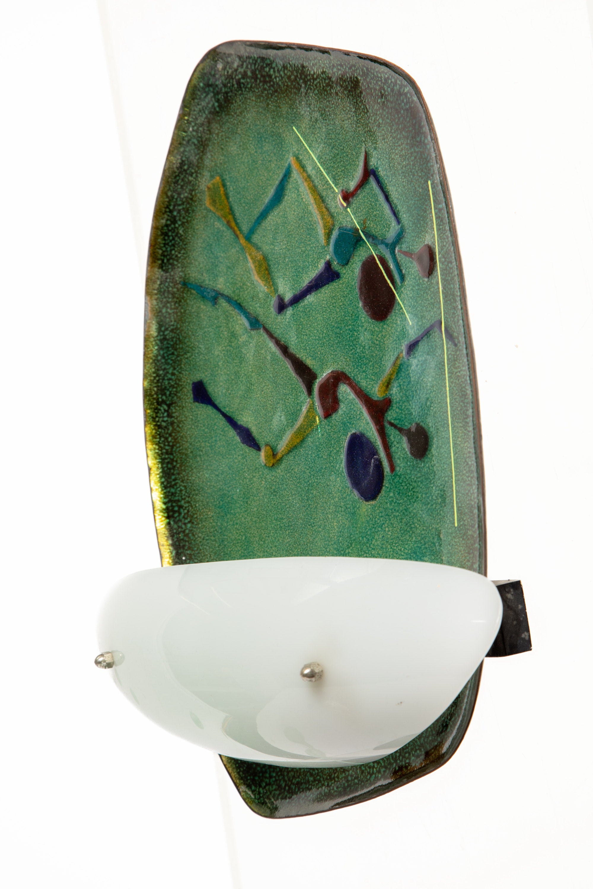 Pair of 60's enamelled wall lamps