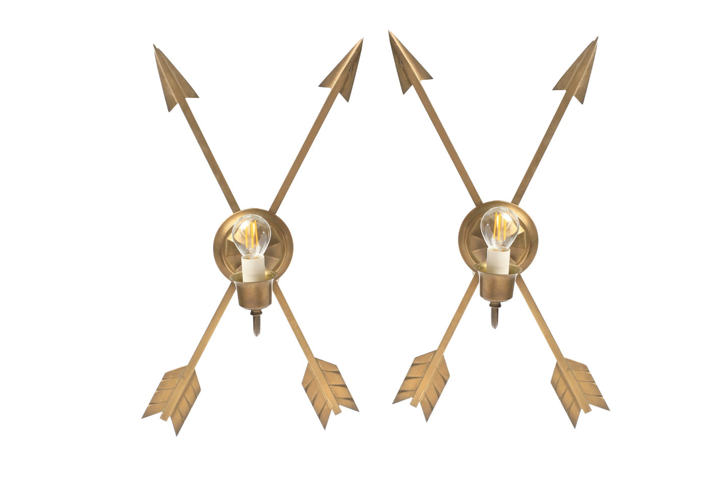Pair of brass appliques with crossed arrows