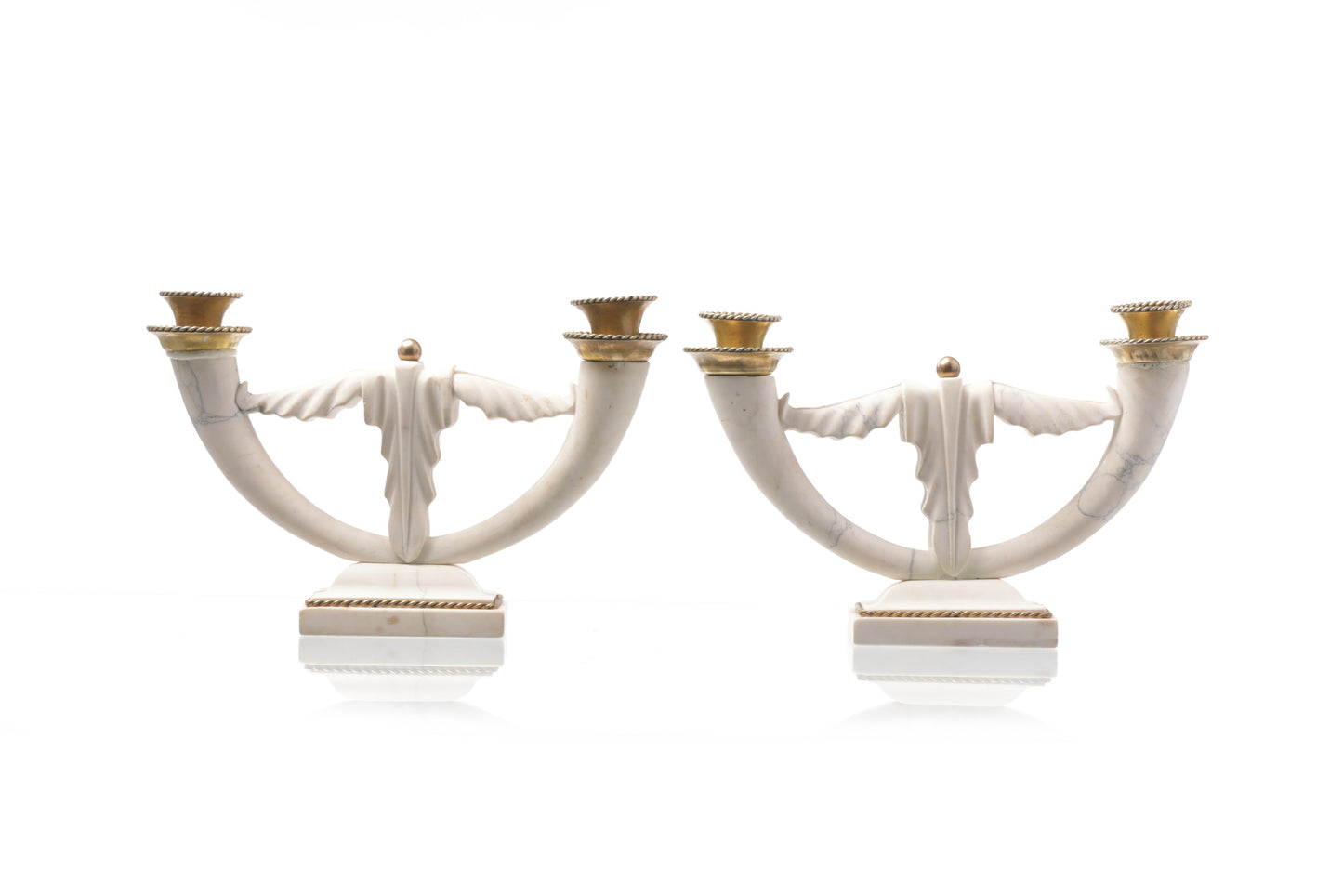 Pair of marbled candelabras from the 1940s