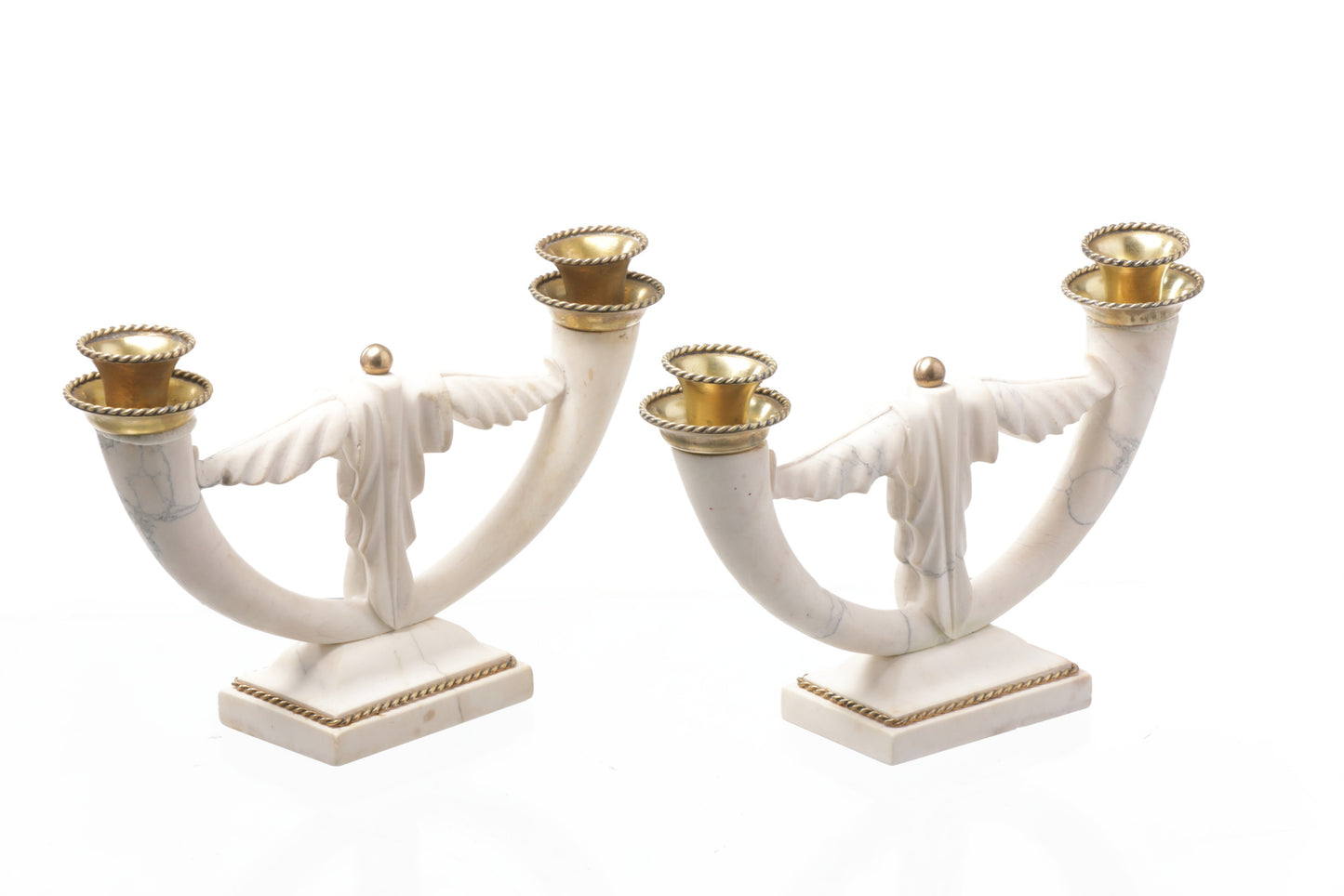 Pair of marbled candelabras from the 1940s