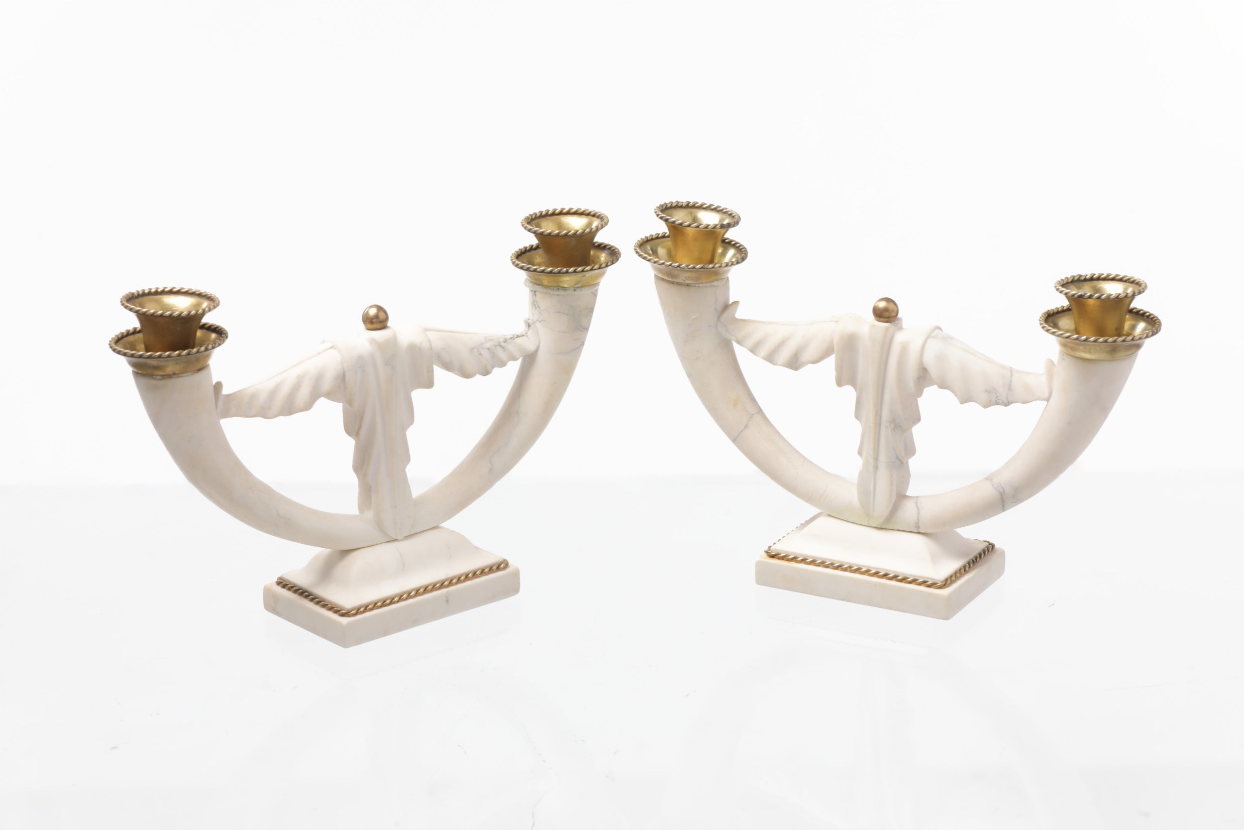 Pair of marbled candelabras from the 1940s