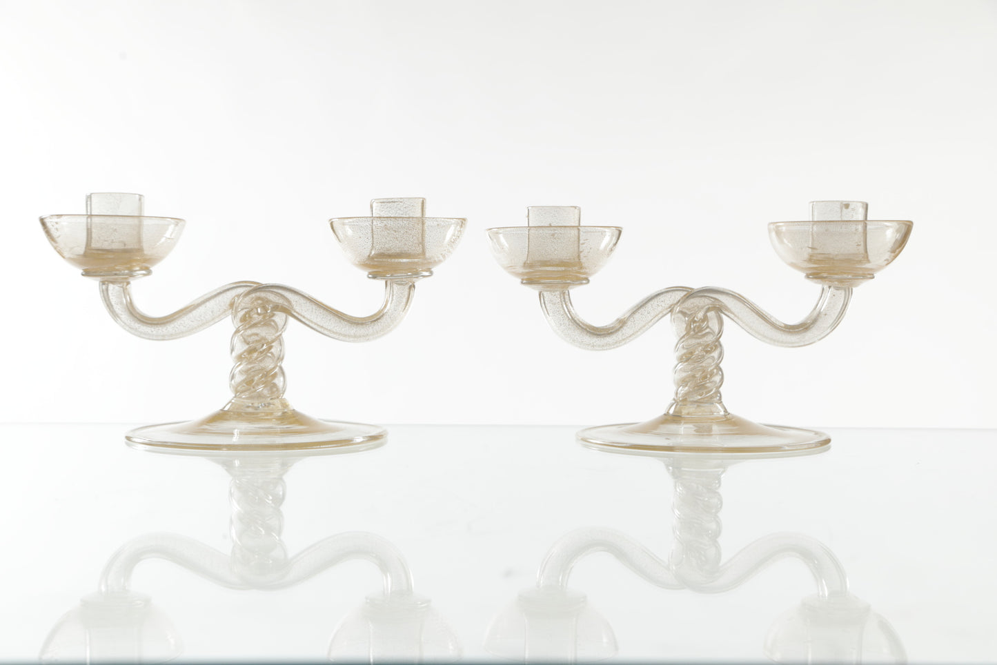 Pair of candlesticks from the 1950s Attributable to Barovier and Toso