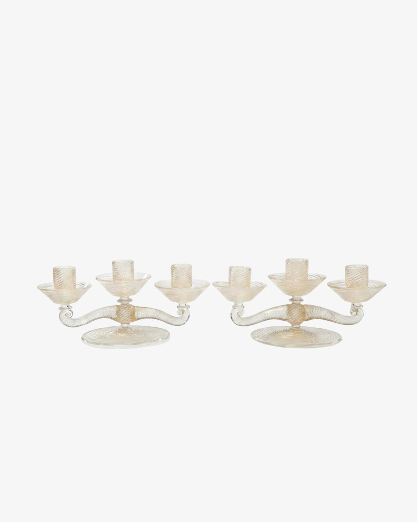 Pair of 1950s candelabras in gold leaf Murano glass