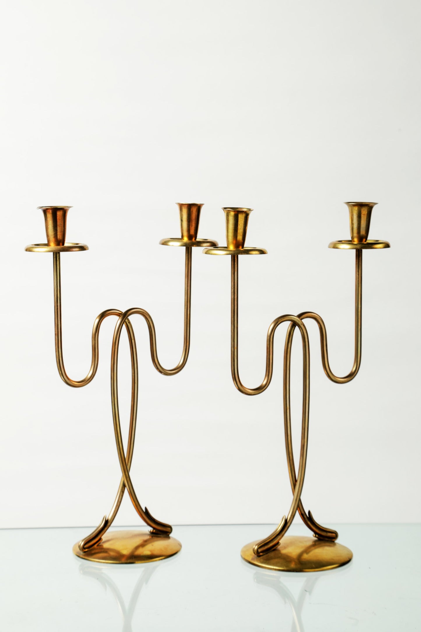 Pair of 50's brass candlesticks