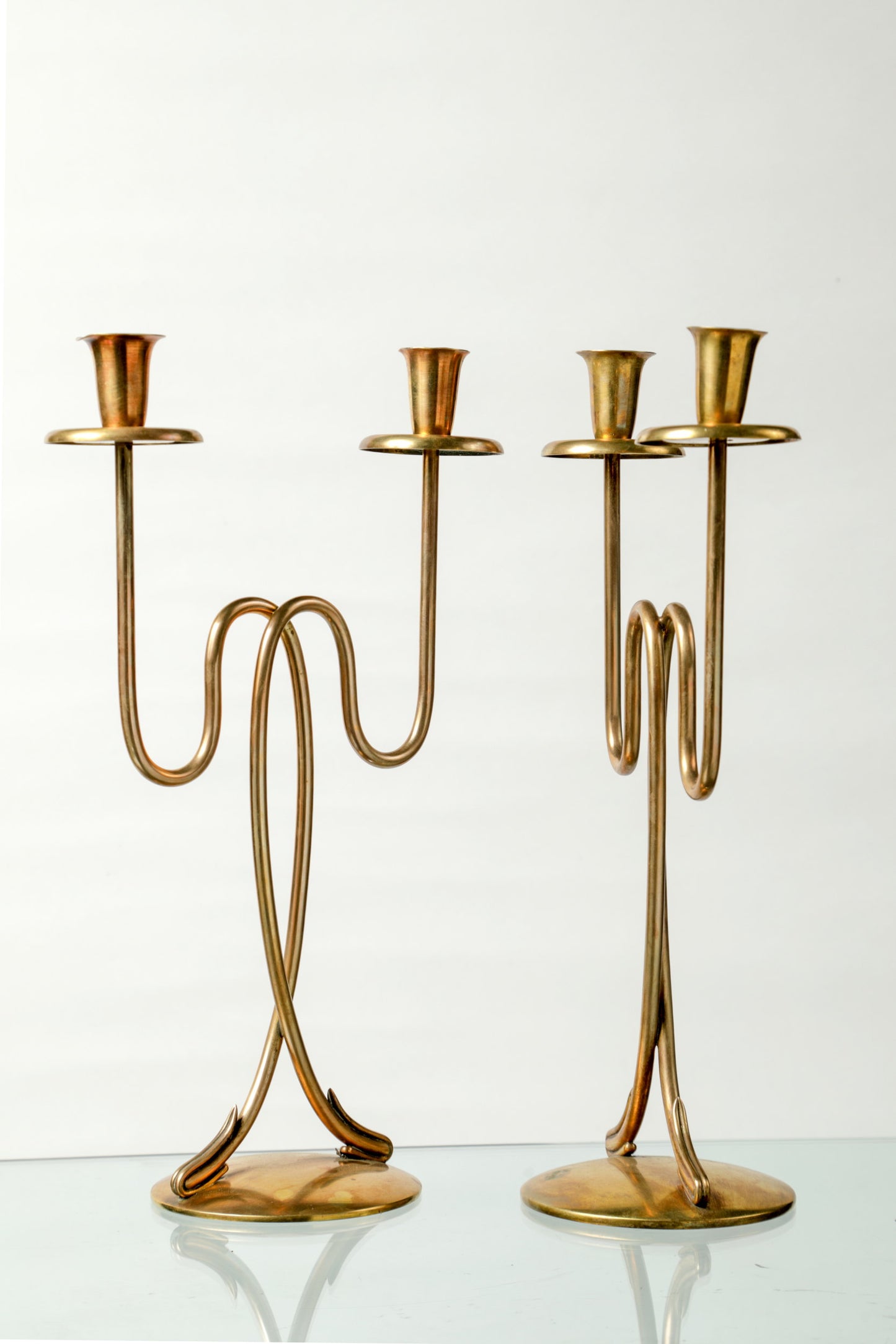 Pair of 50's brass candlesticks