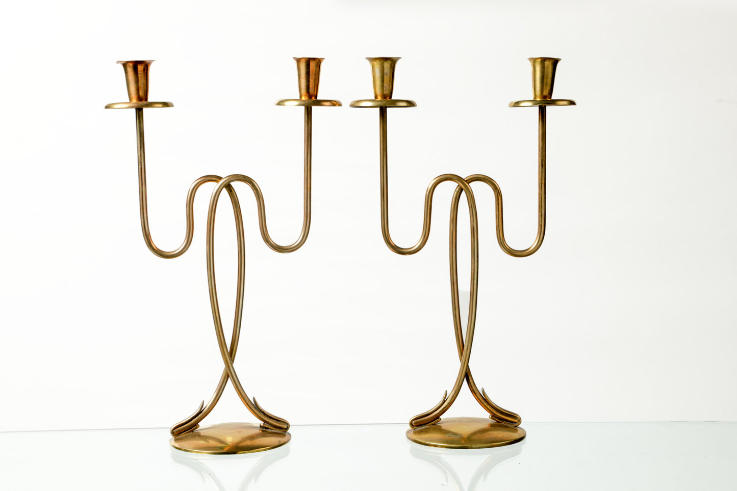 Pair of 50's brass candlesticks