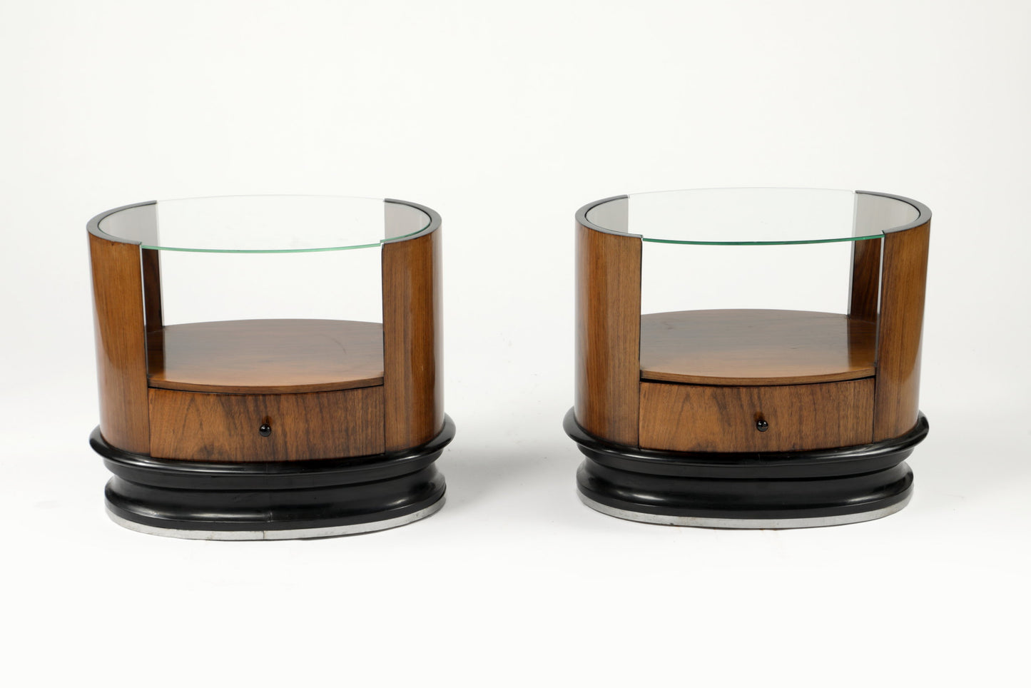 Coppia comodini art deco ovali