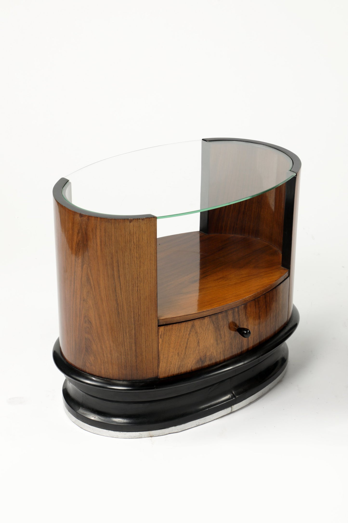 Coppia comodini art deco ovali