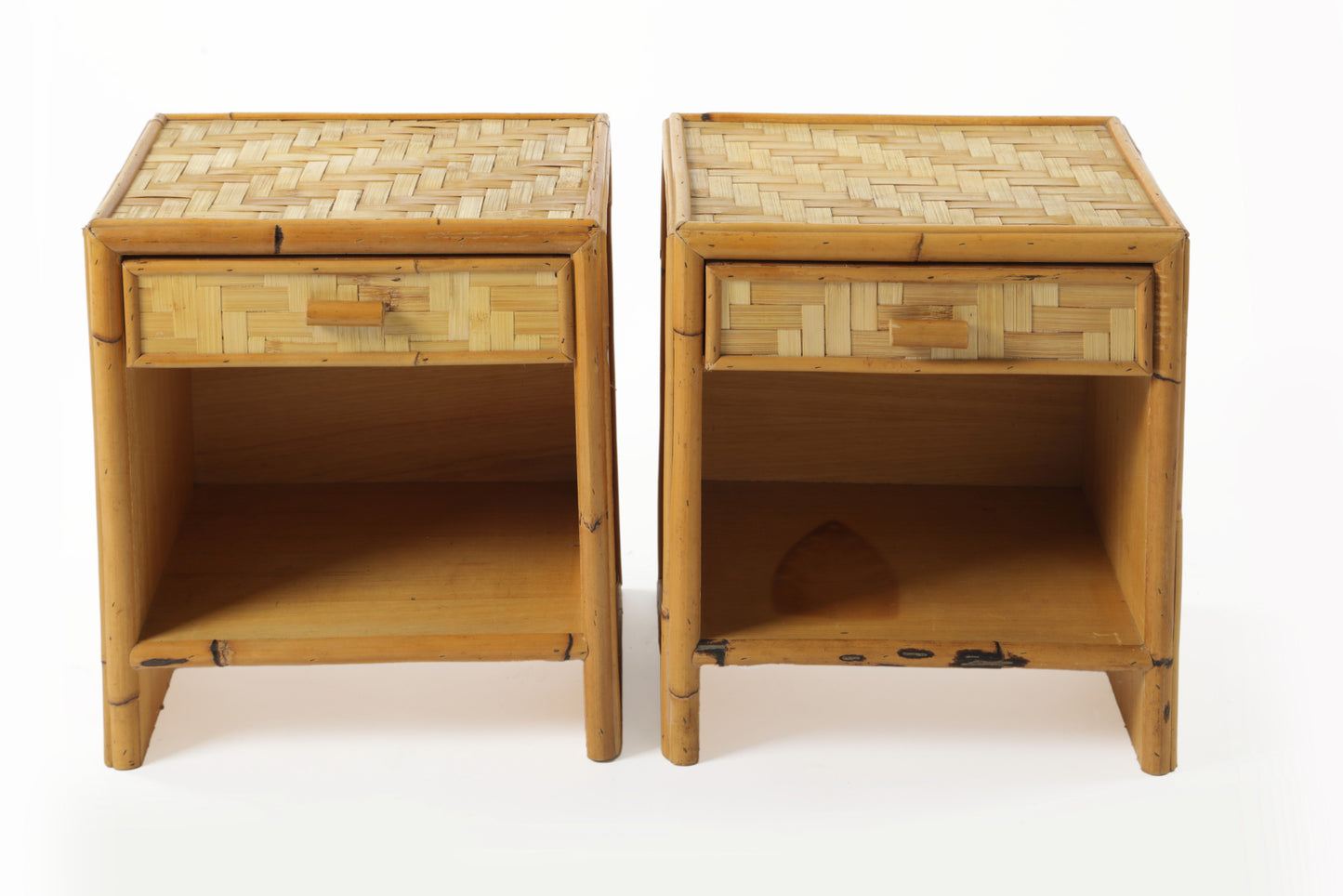 Pair of rattan bedside tables from the 70s