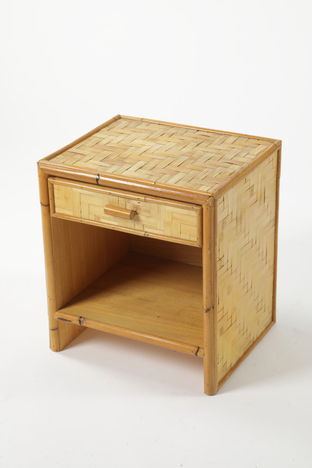 Pair of rattan bedside tables from the 70s