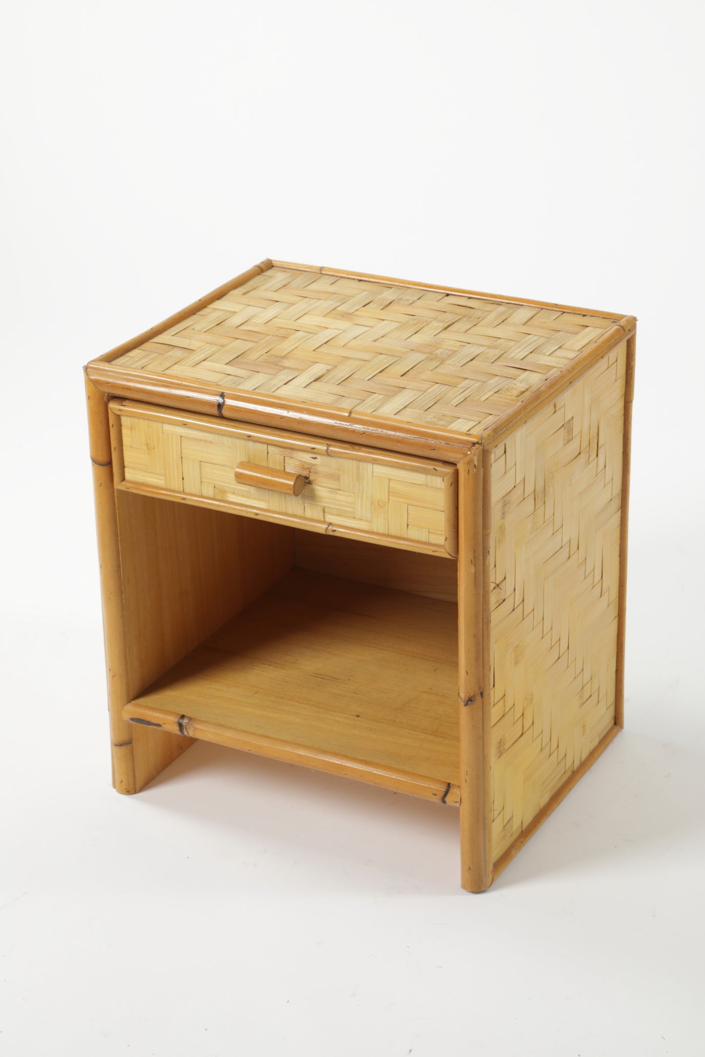 Pair of rattan bedside tables from the 70s