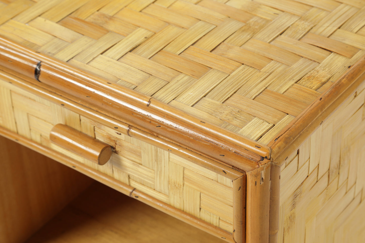 Pair of rattan bedside tables from the 70s