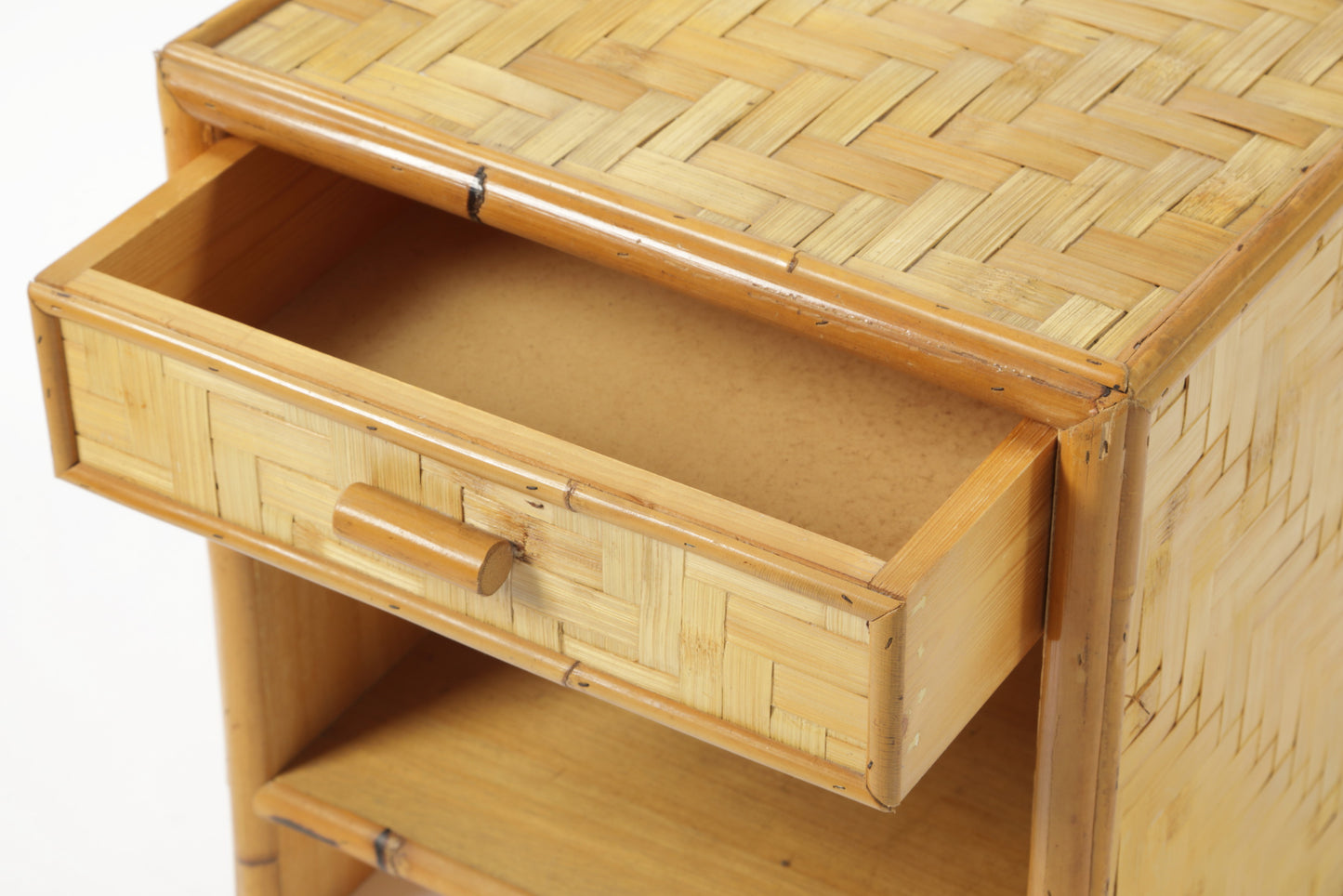 Pair of rattan bedside tables from the 70s