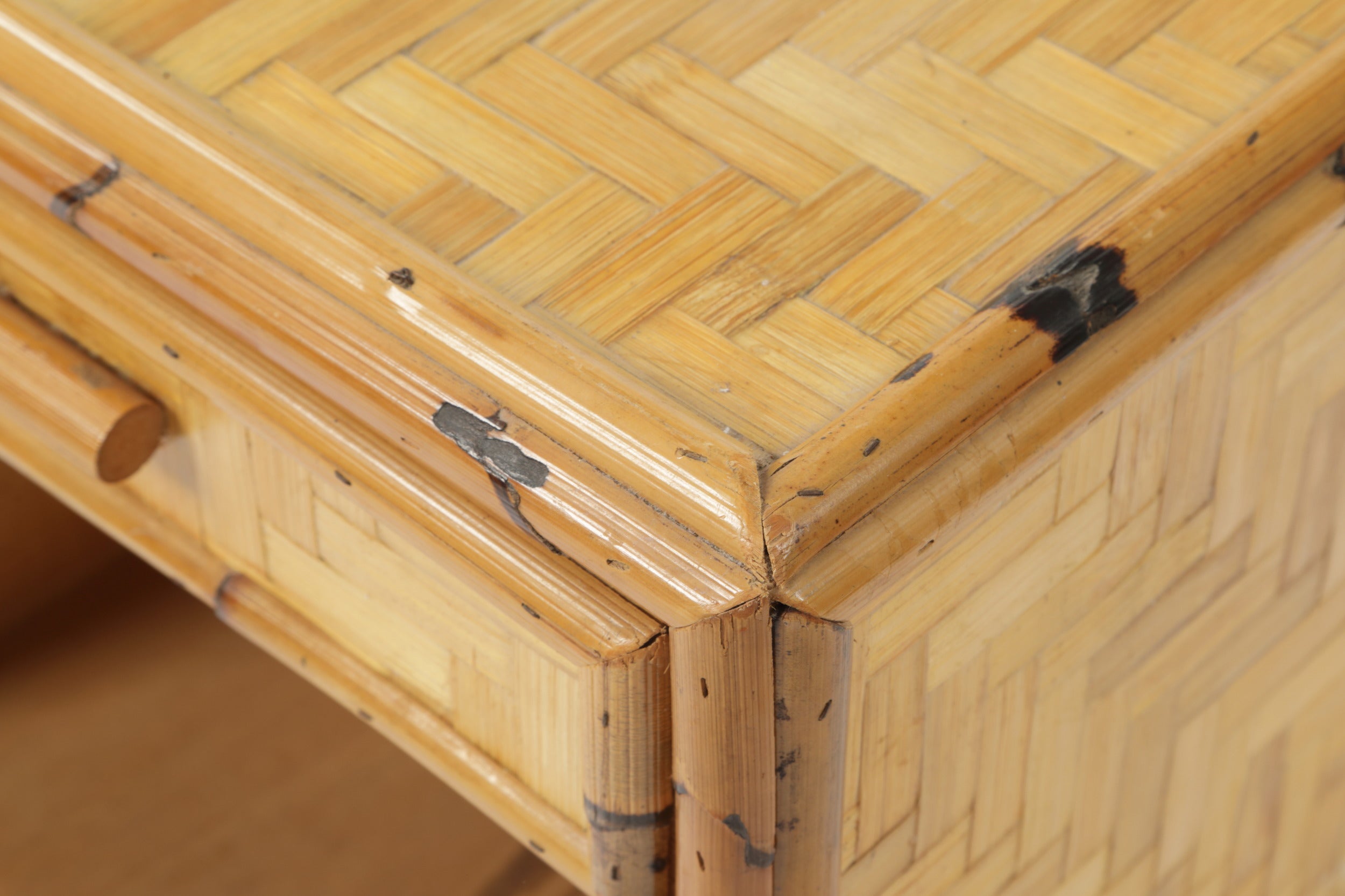 Coppia comodini rattan e bamboo anni 70