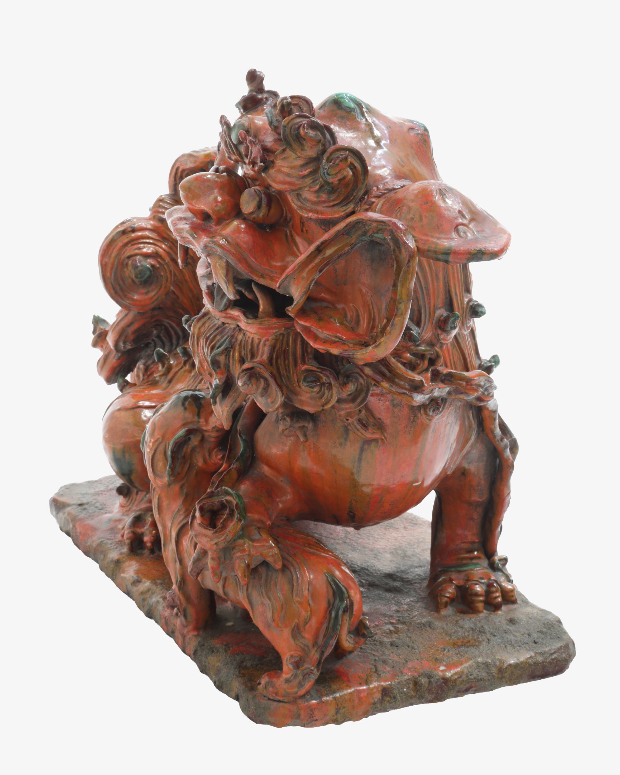 Pair of polychrome porcelain Foo Dogs