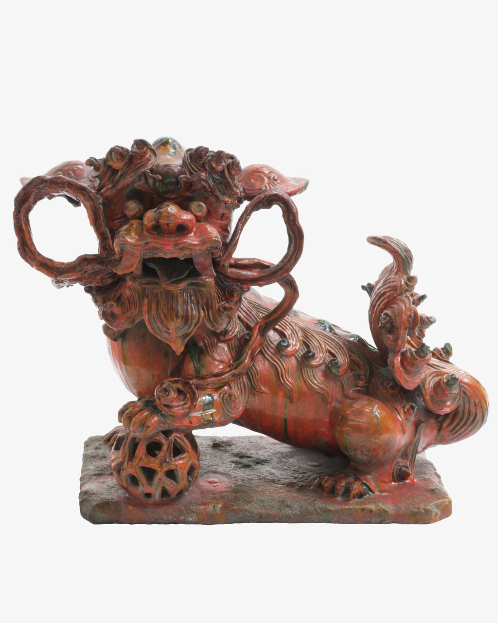 Pair of polychrome porcelain Foo Dogs