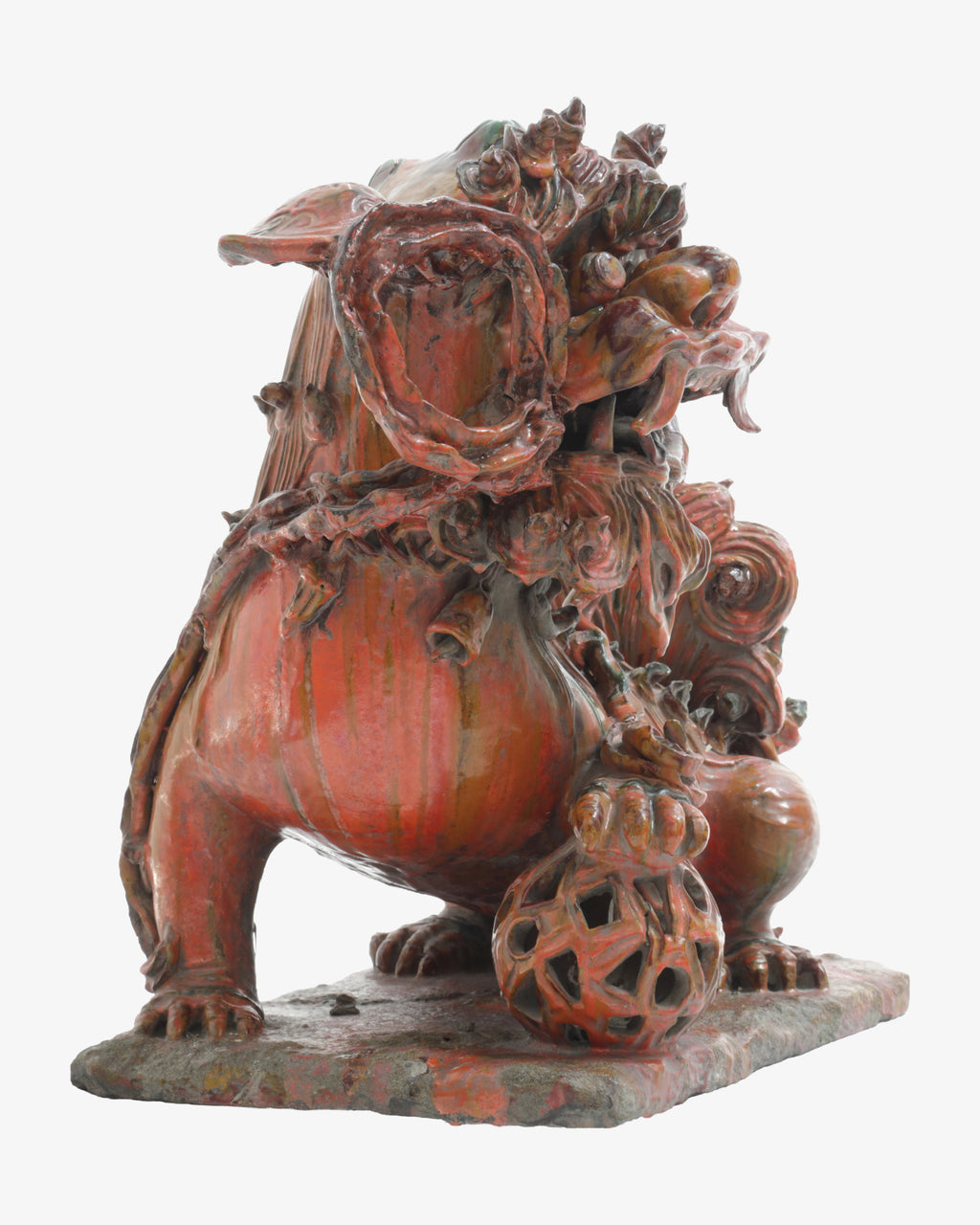 Pair of polychrome porcelain Foo Dogs