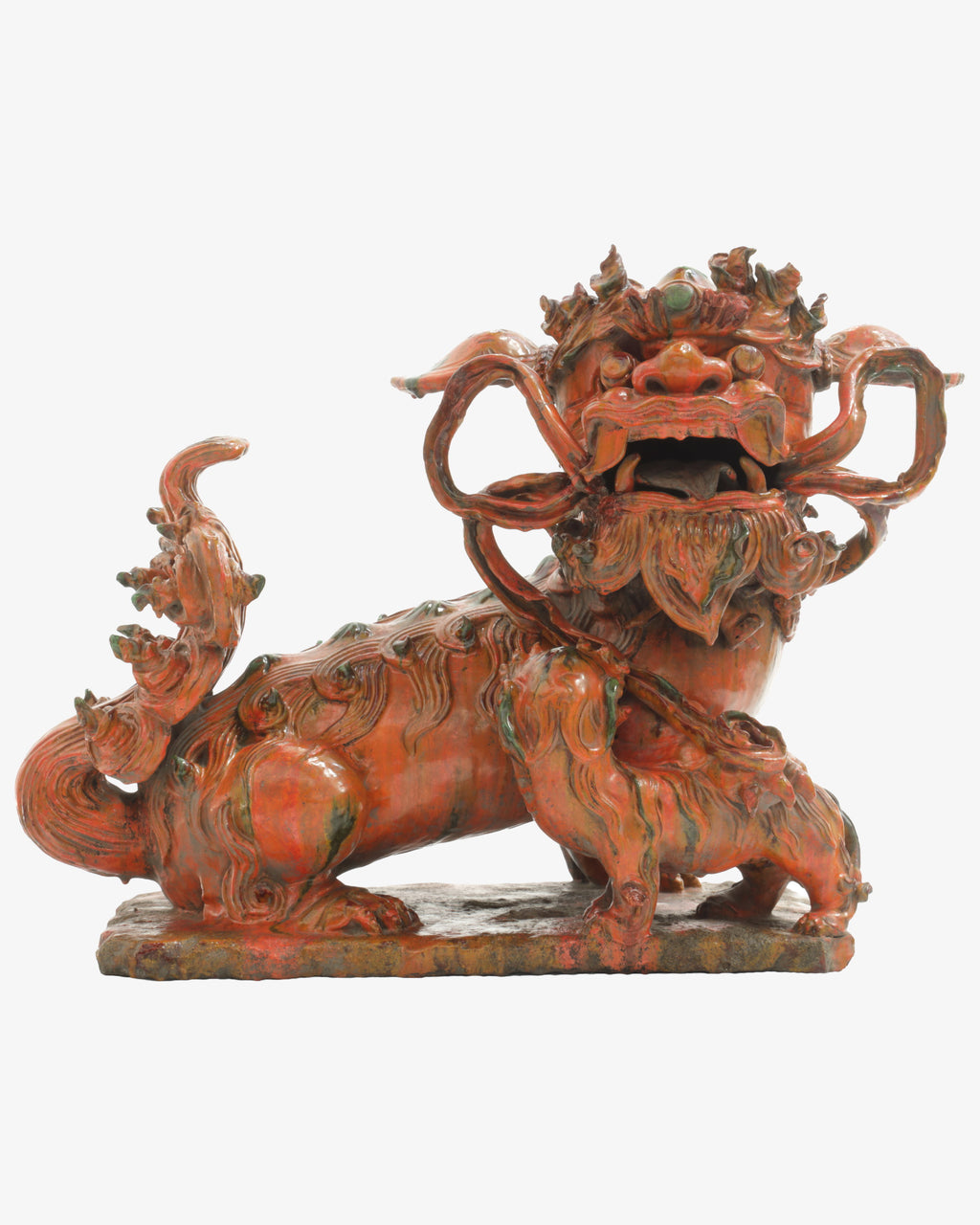 Pair of polychrome porcelain Foo Dogs