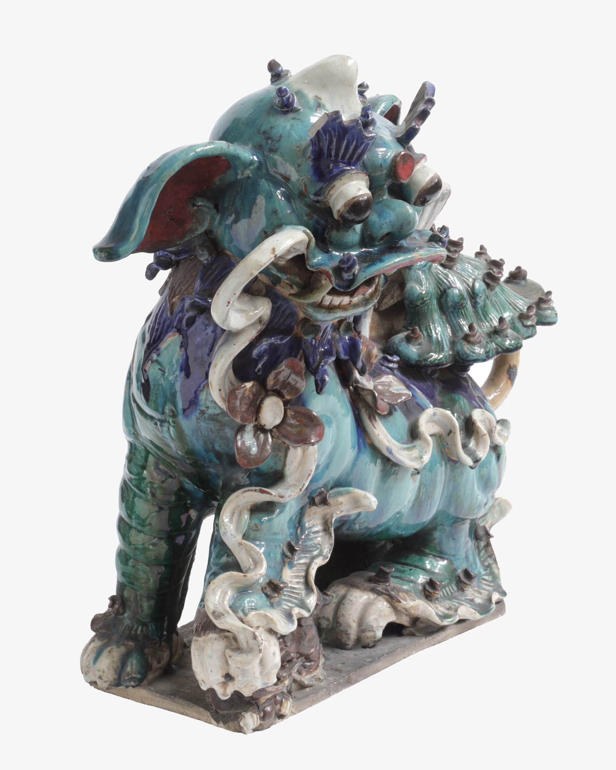 Pair of polychrome porcelain Foo Dogs