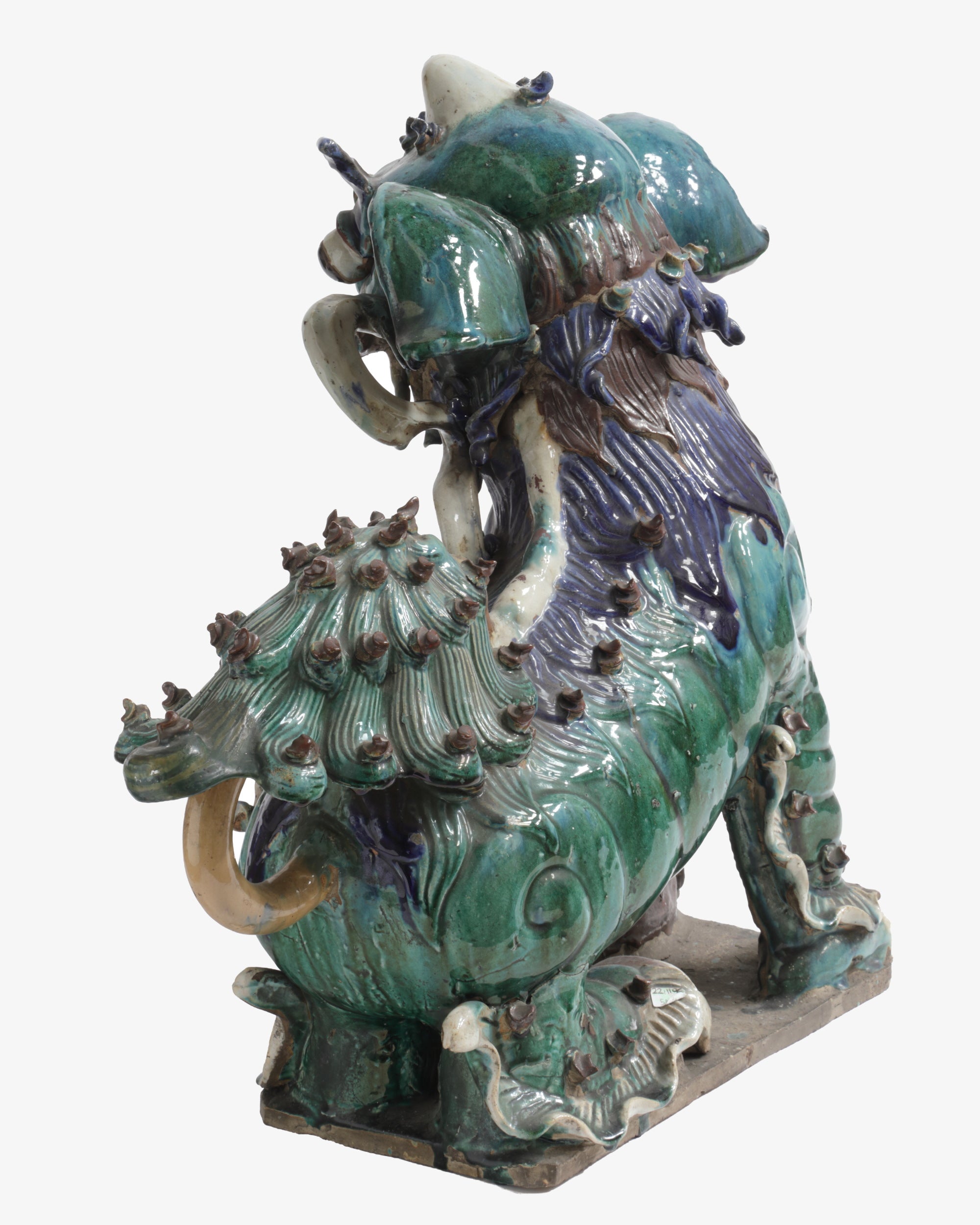 Pair of polychrome porcelain Foo Dogs