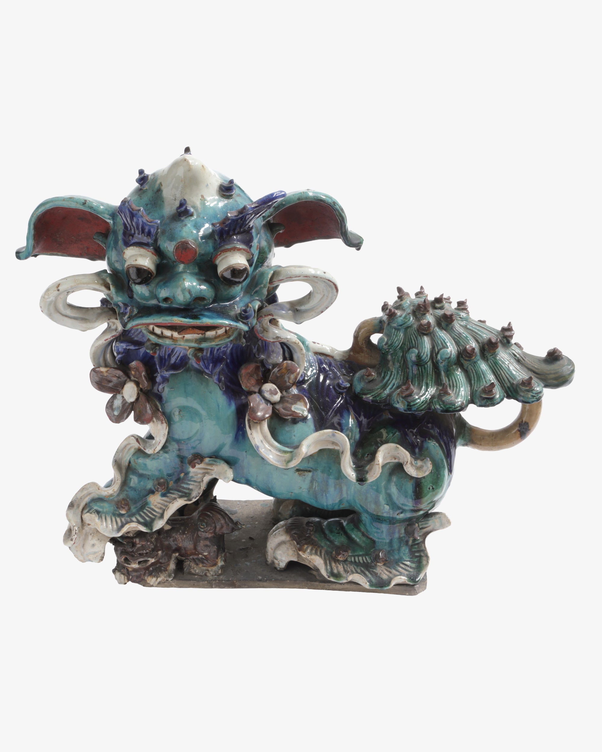 Pair of polychrome porcelain Foo Dogs