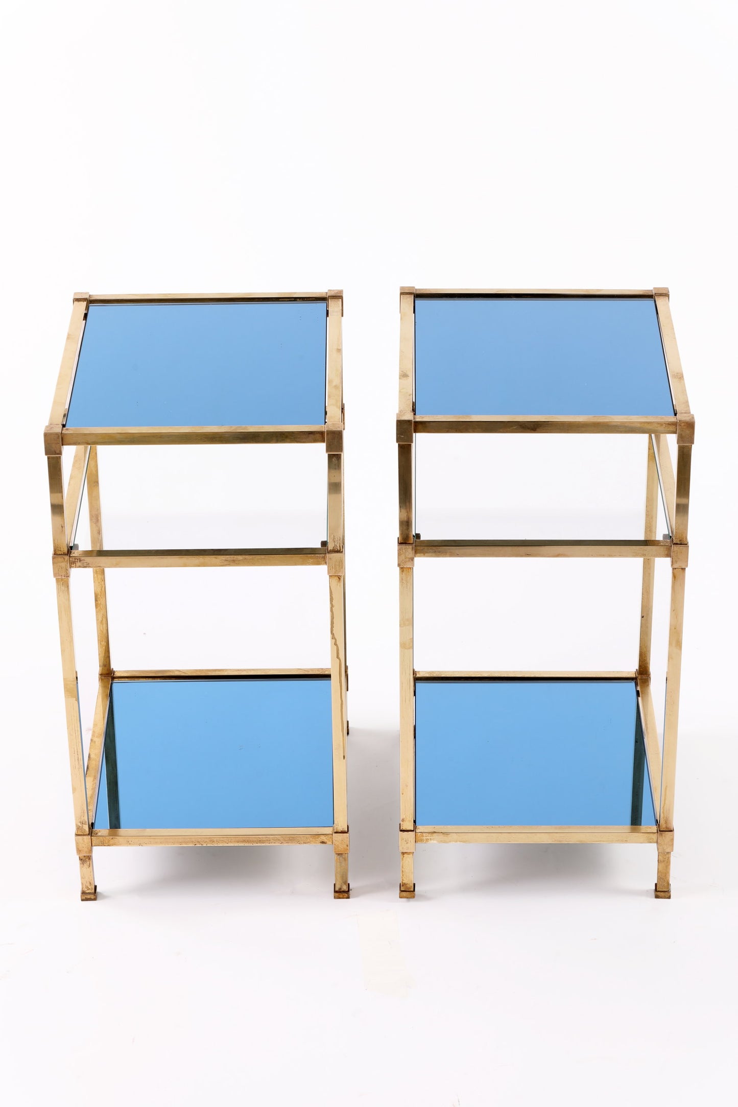 Pair of brass and glass high tables from the 70s