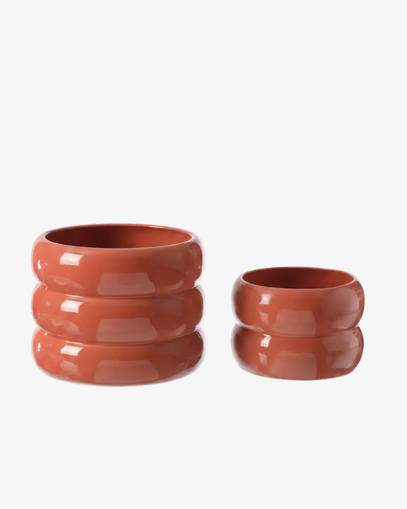 Pair of ceramic vases by Tommaso Barbi salmon