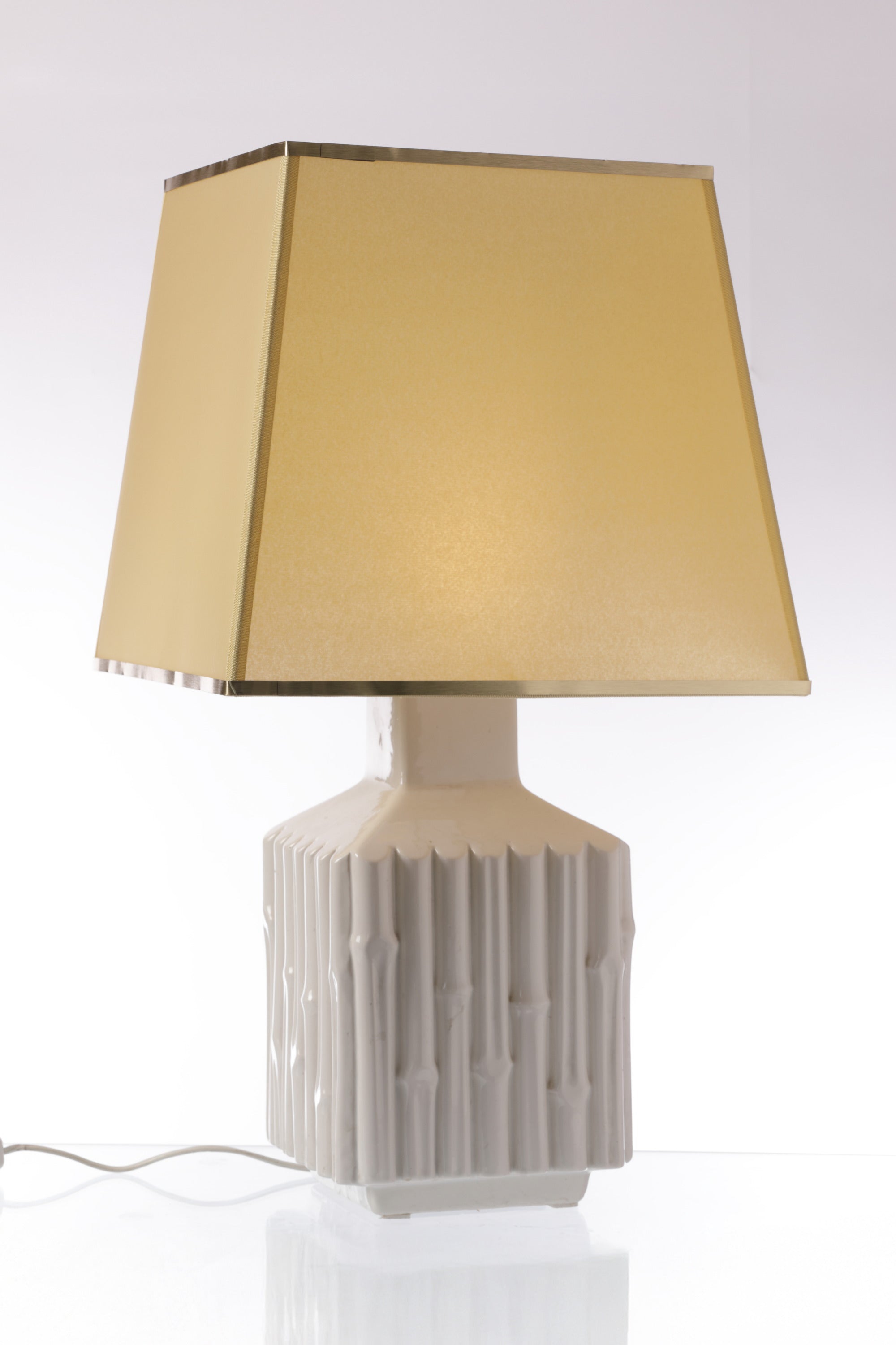 Coppia lampade da tavolo ceramica bamboo anni 70