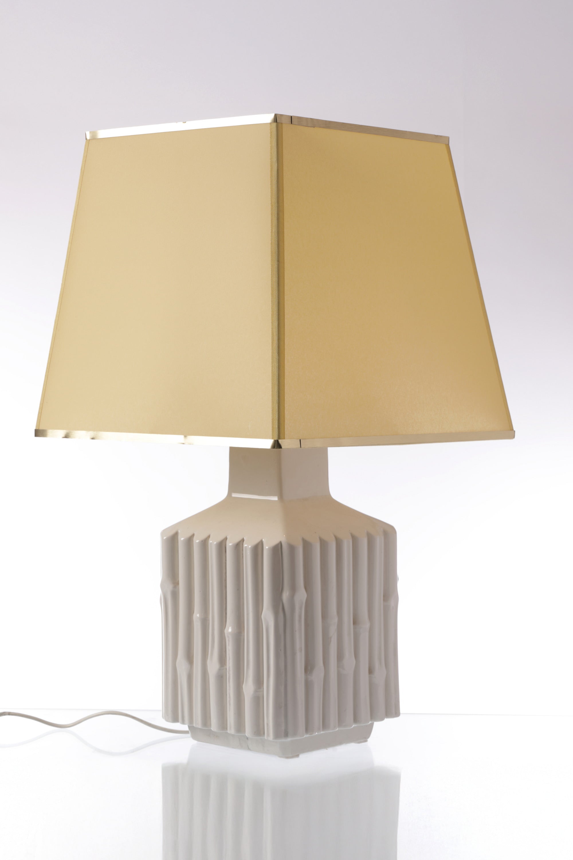 Coppia lampade da tavolo ceramica bamboo anni 70