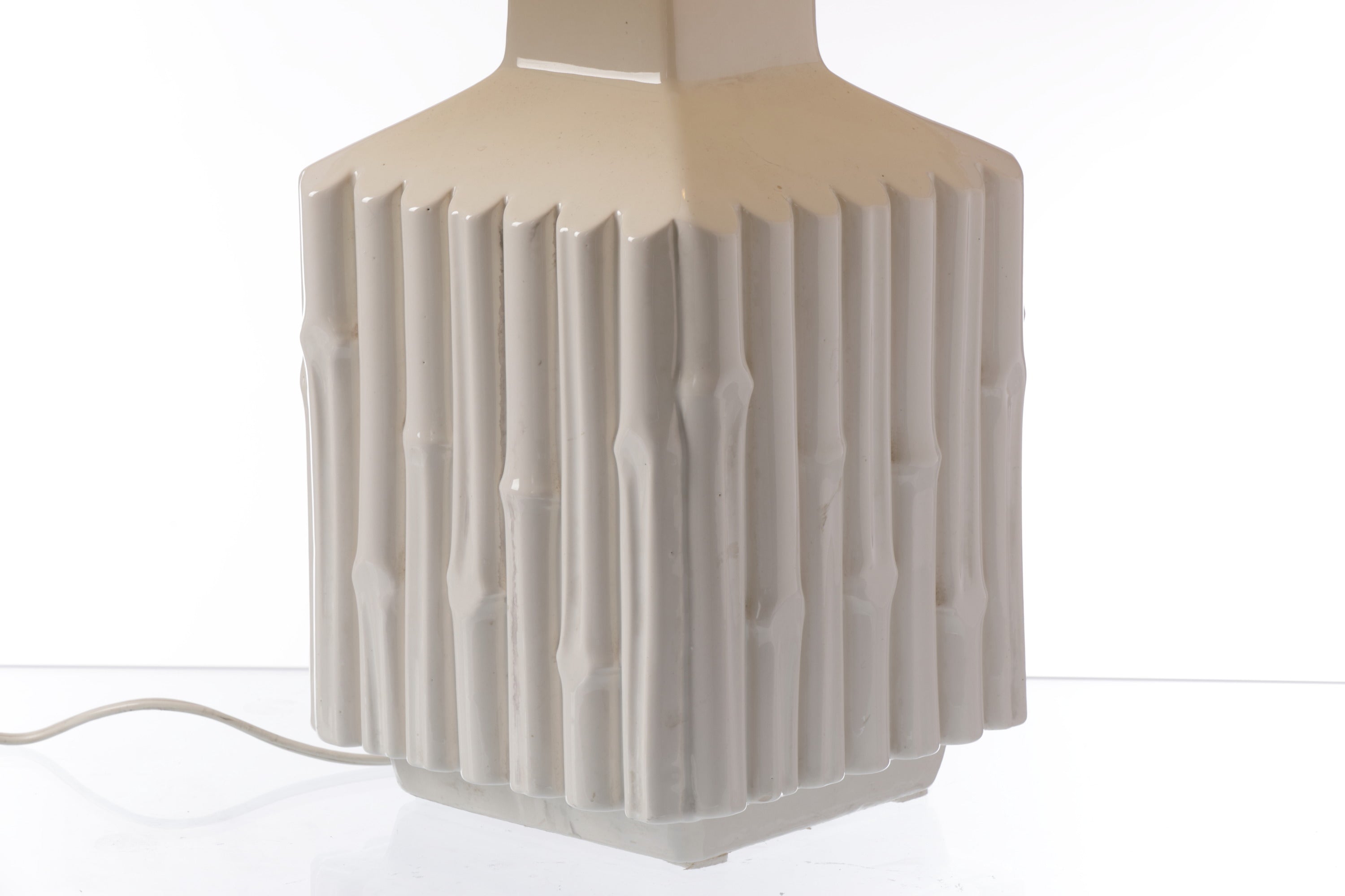 Coppia lampade da tavolo ceramica bamboo anni 70